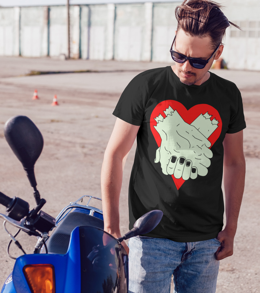 Zombie Couple Holding Hands In Heart Shape T-Shirt