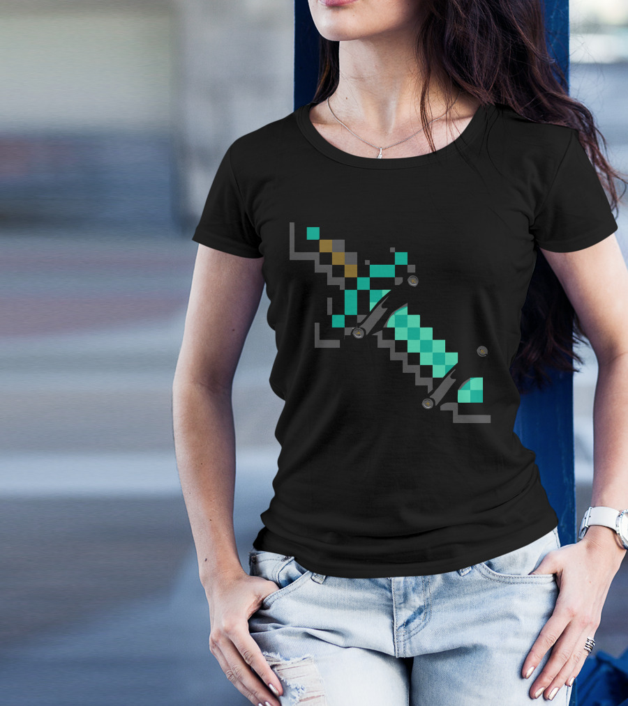 A Diamond Sword In The Rough Pixelated Emerald Sword T-Shirt