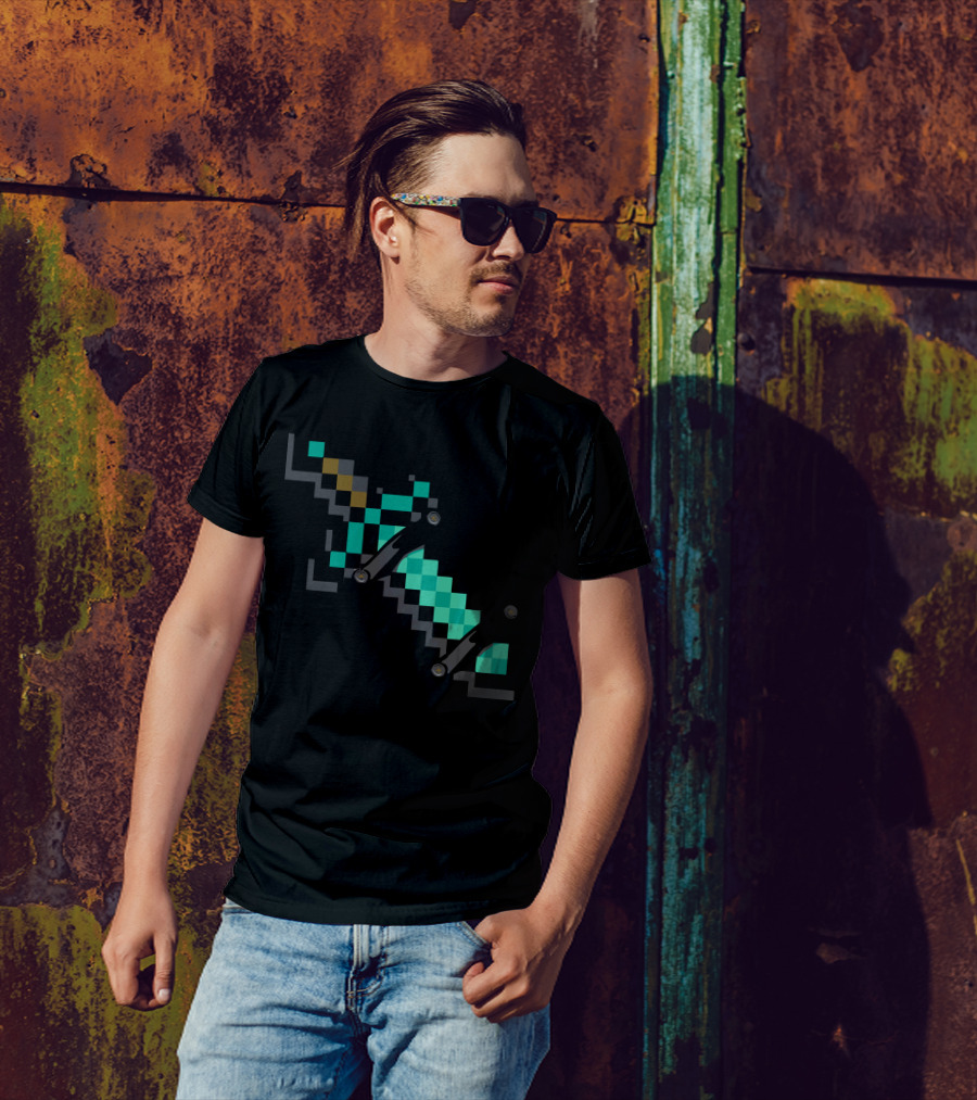 A Diamond Sword In The Rough Pixelated Emerald Sword T-Shirt