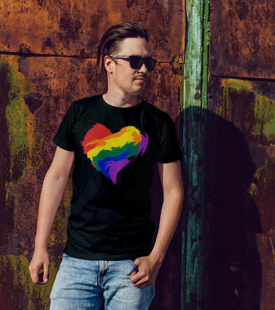 A New Heart Rainbow Pride Paintbrush Stroke T-Shirt
