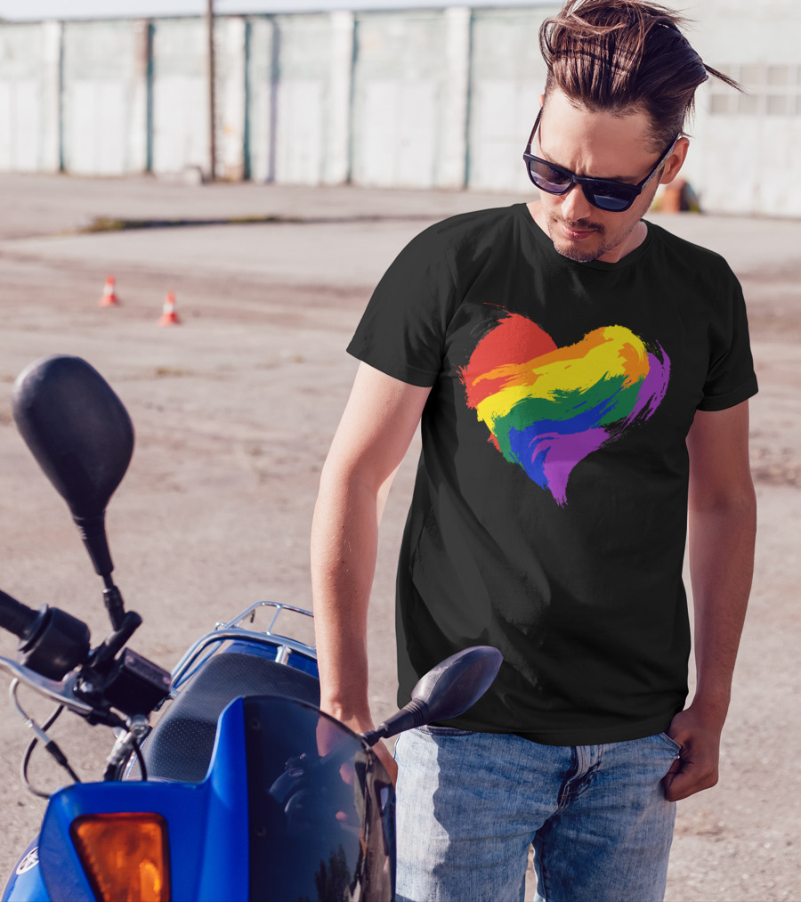 A New Heart Rainbow Pride Paintbrush Stroke T-Shirt