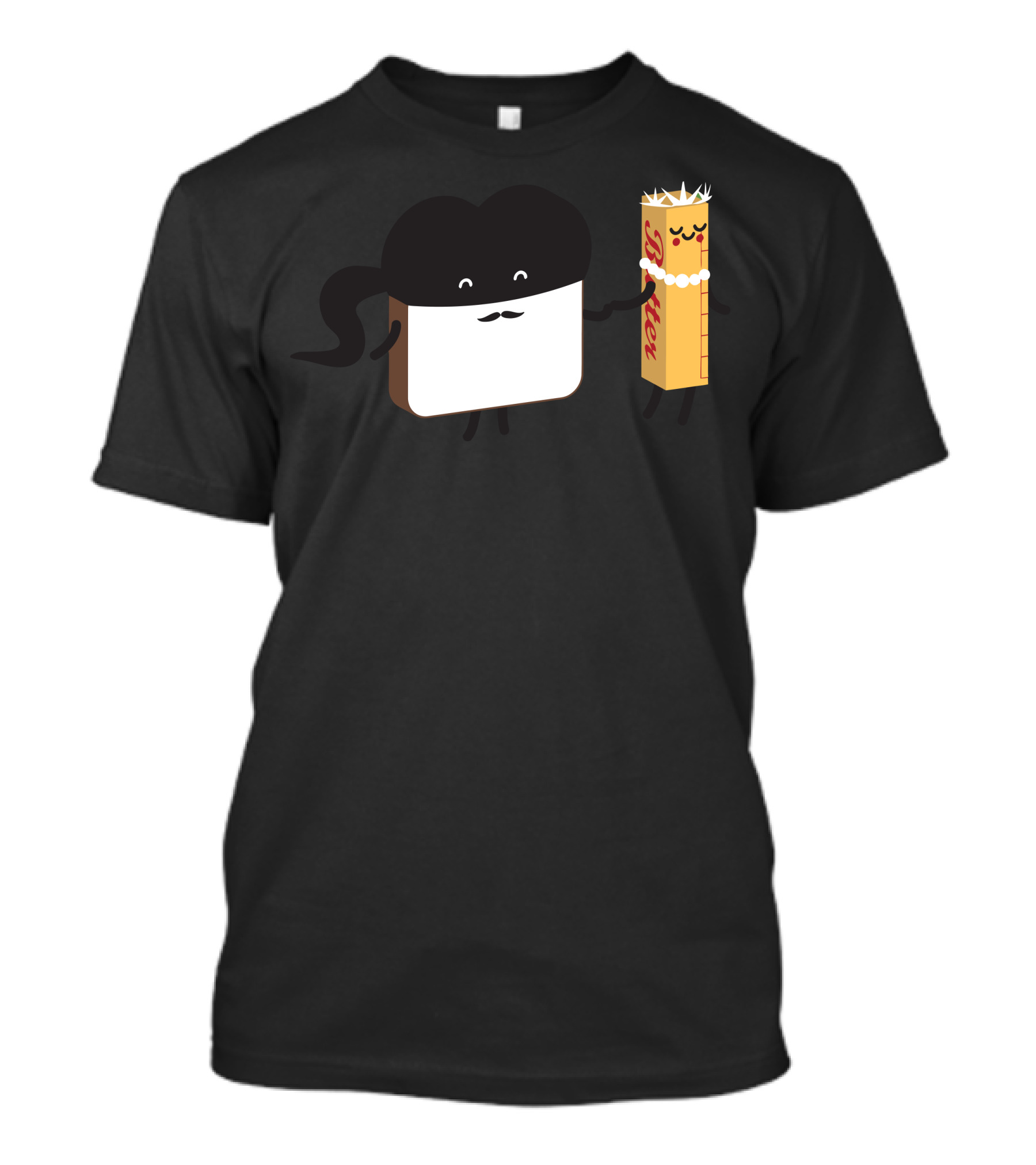 Bread And Butter True Love Mustache Crown Romance T-Shirt