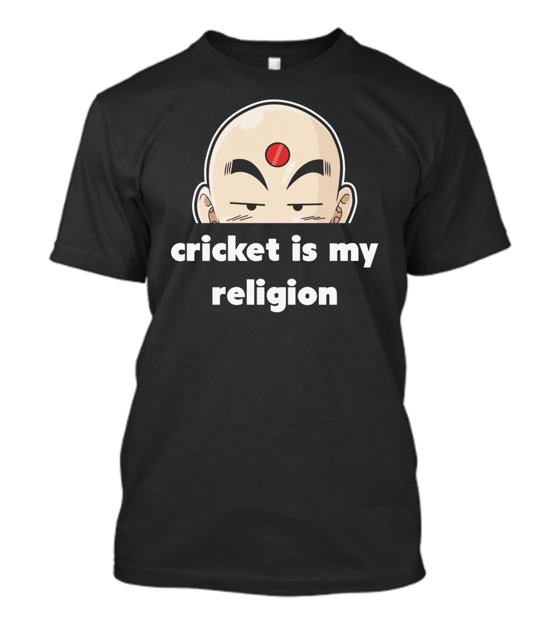 Cricket Is My Religion Anime Monk Red Cricket Ball Forehead T-Shirt