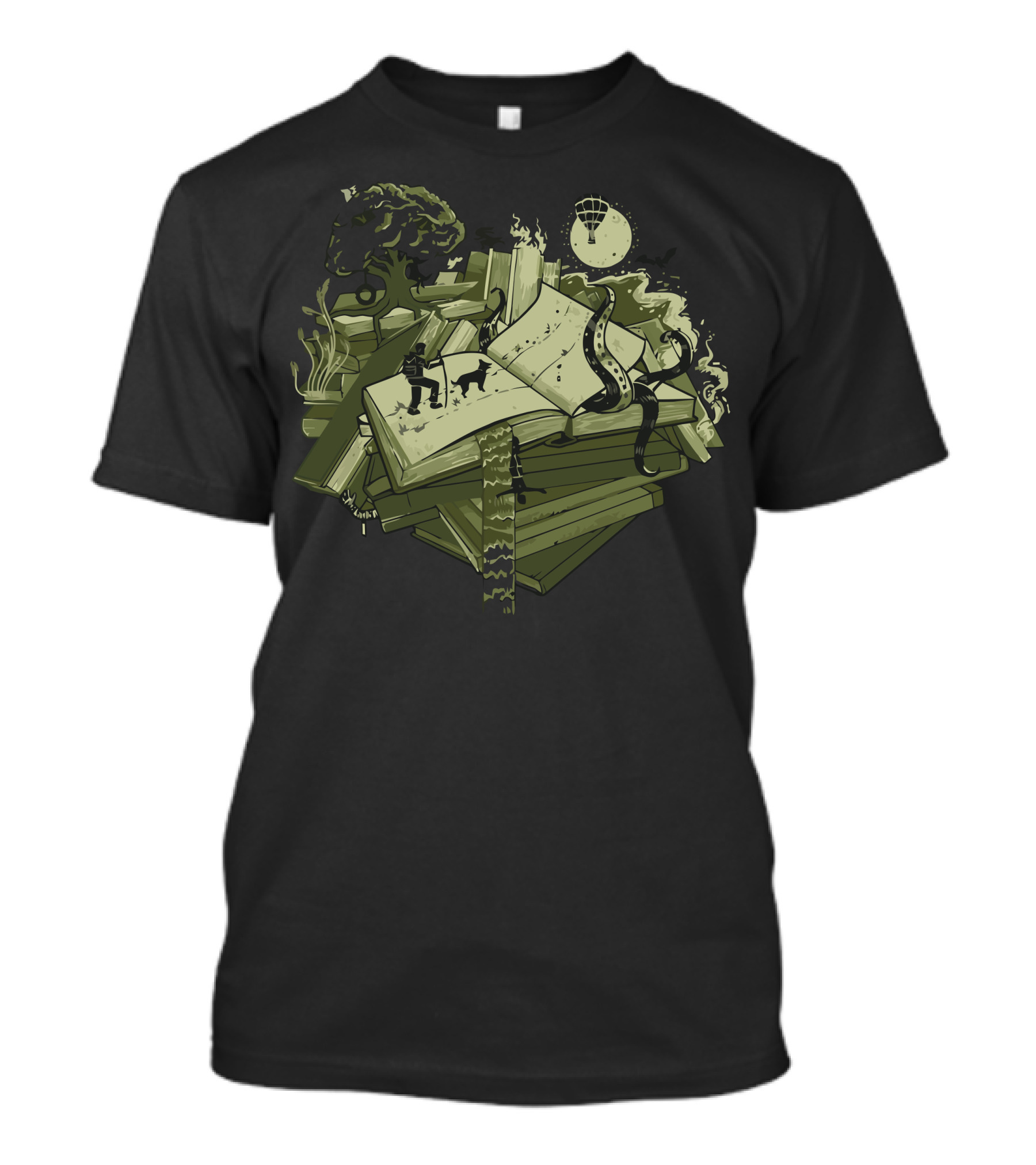 Lose Yourself In Adventure Books Hot Air Balloon And Forest T-Shirt