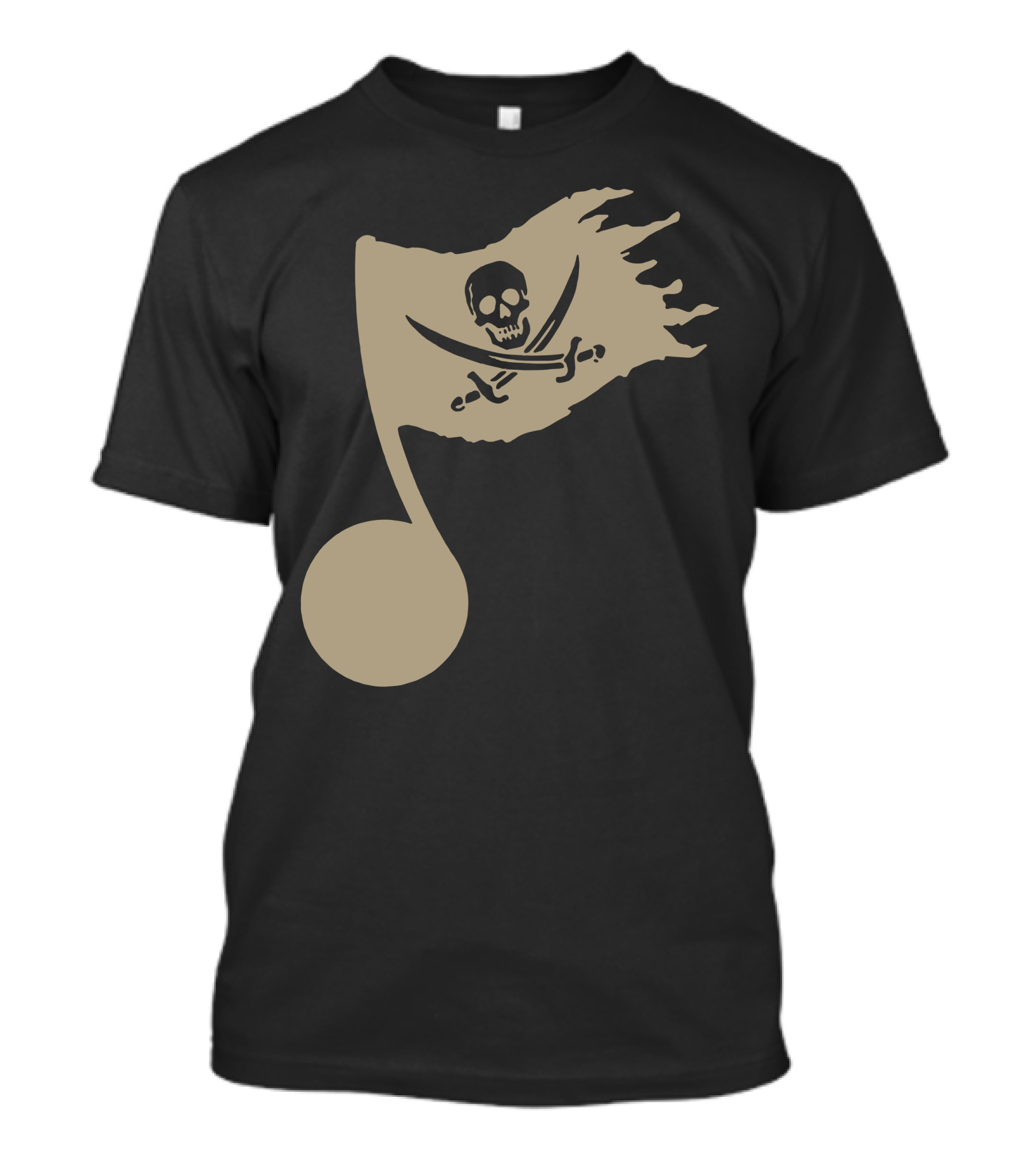 Music Pirate Skull And Crossbones Note Flag T-Shirt
