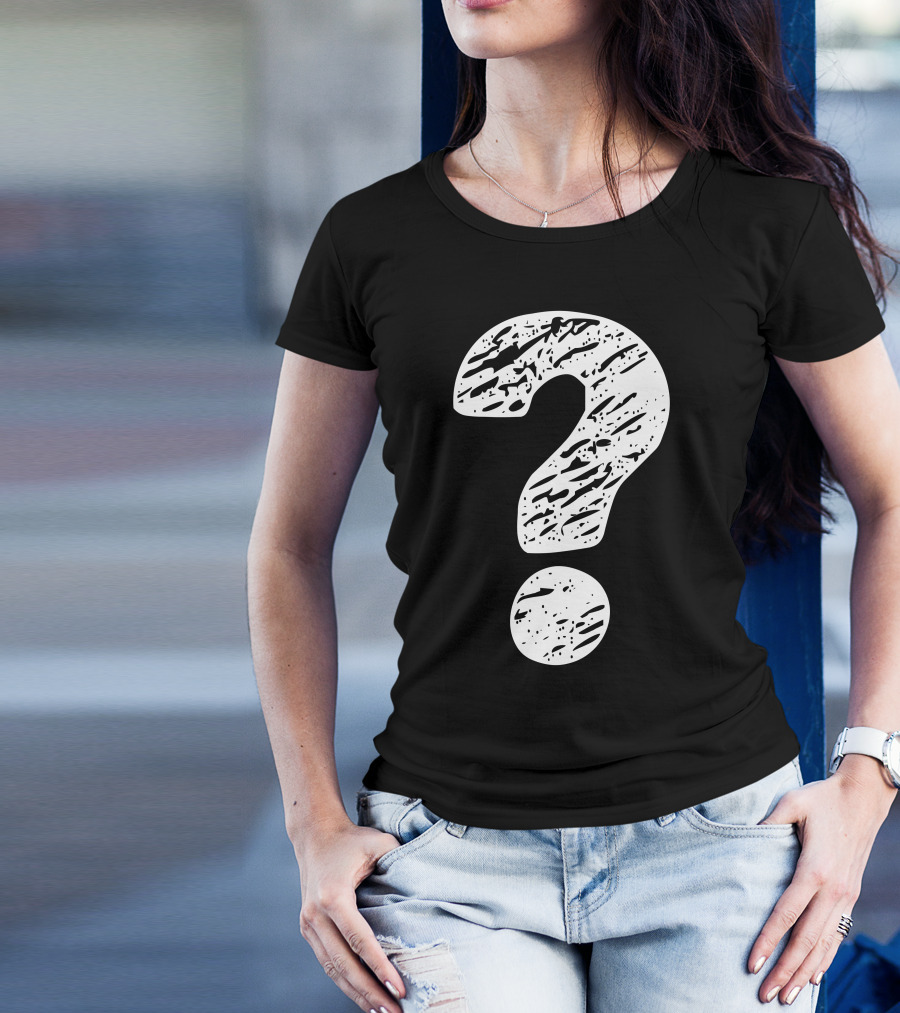 Question Mark Distressed Print T-Shirt