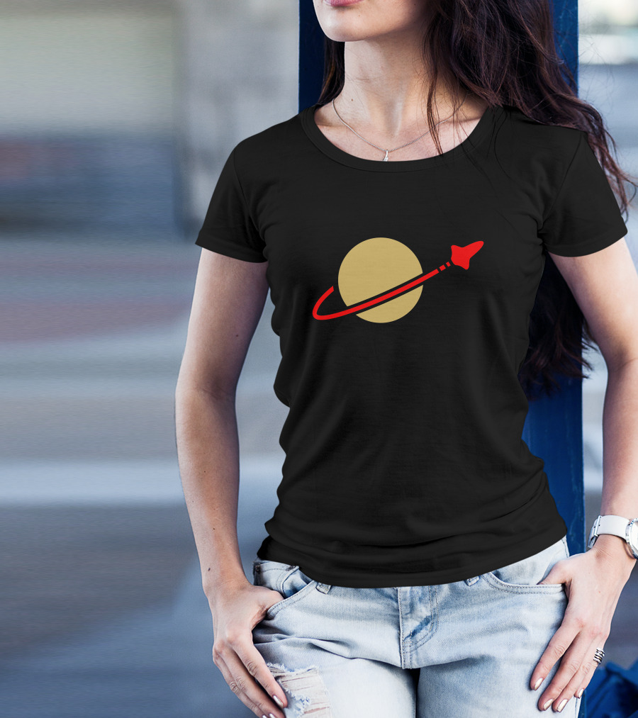 Retro Lego Space Classic Emblem With Red Planet And Rocket T-Shirt