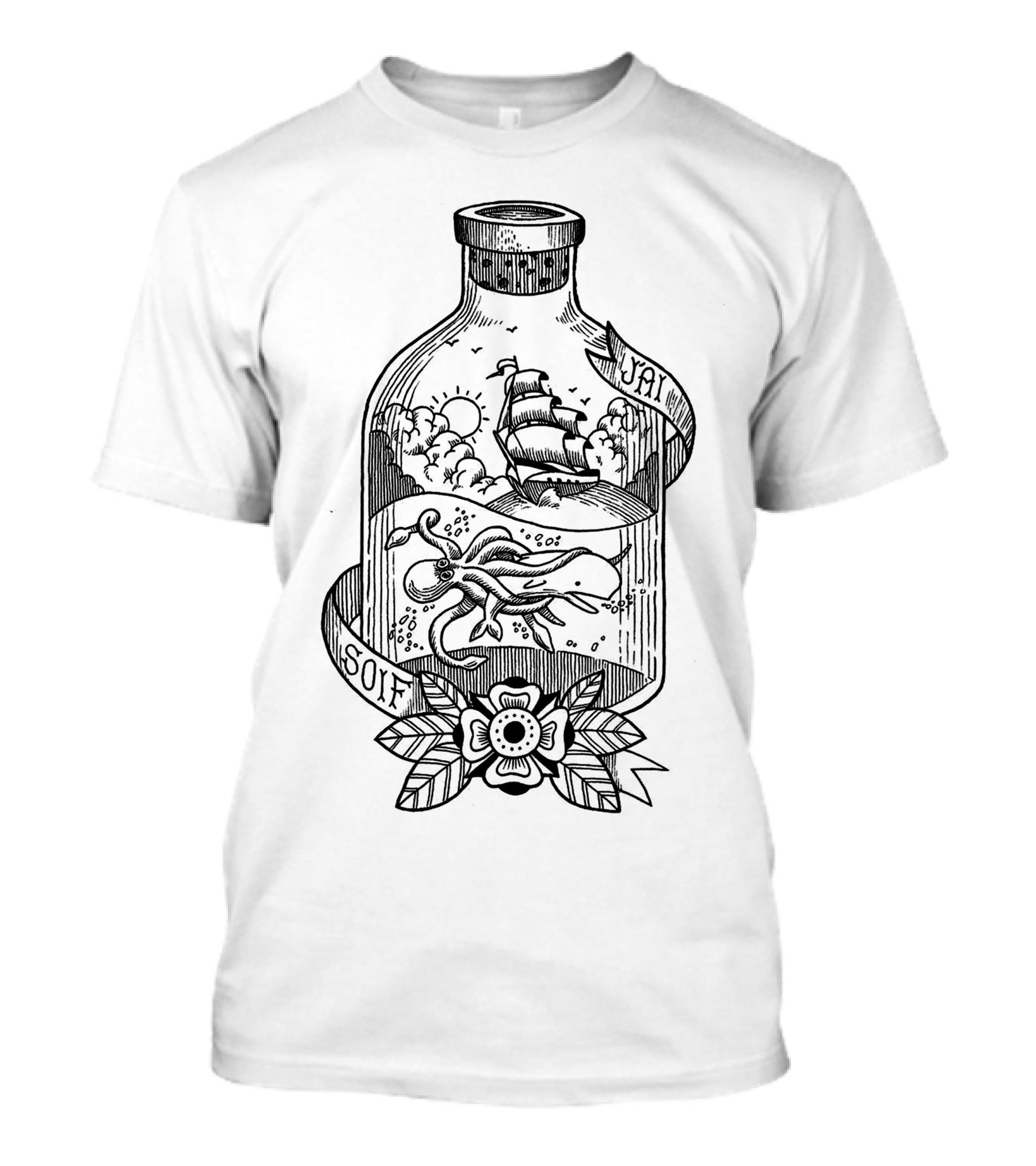 J'ai Soif Nautical Ship And Kraken In Bottle T-Shirt