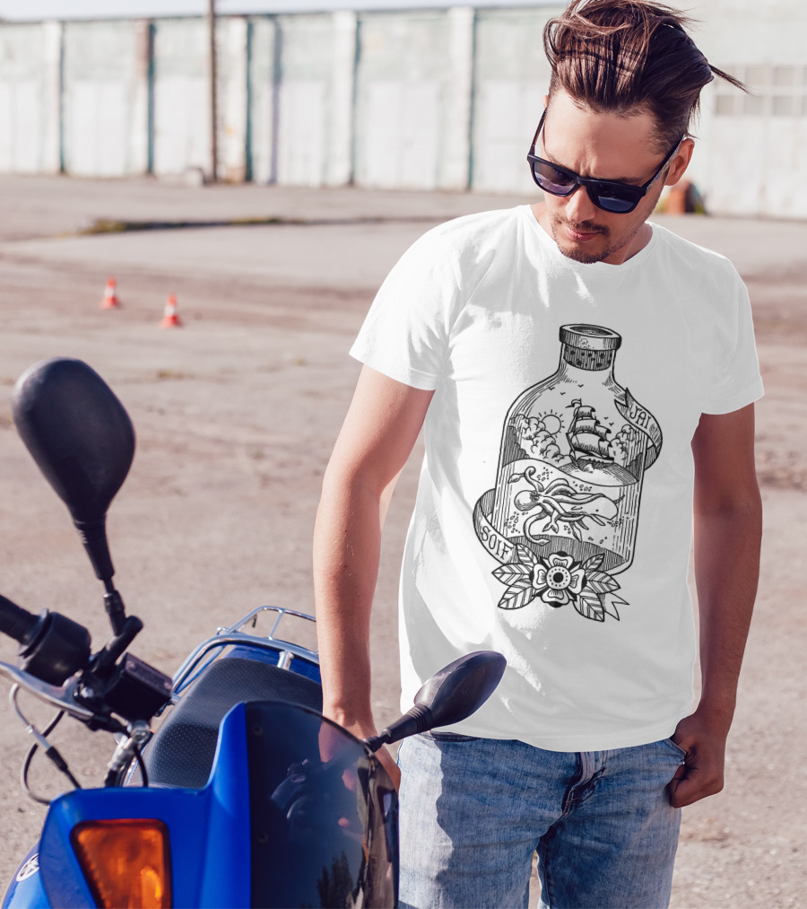 J'ai Soif Nautical Ship And Kraken In Bottle T-Shirt