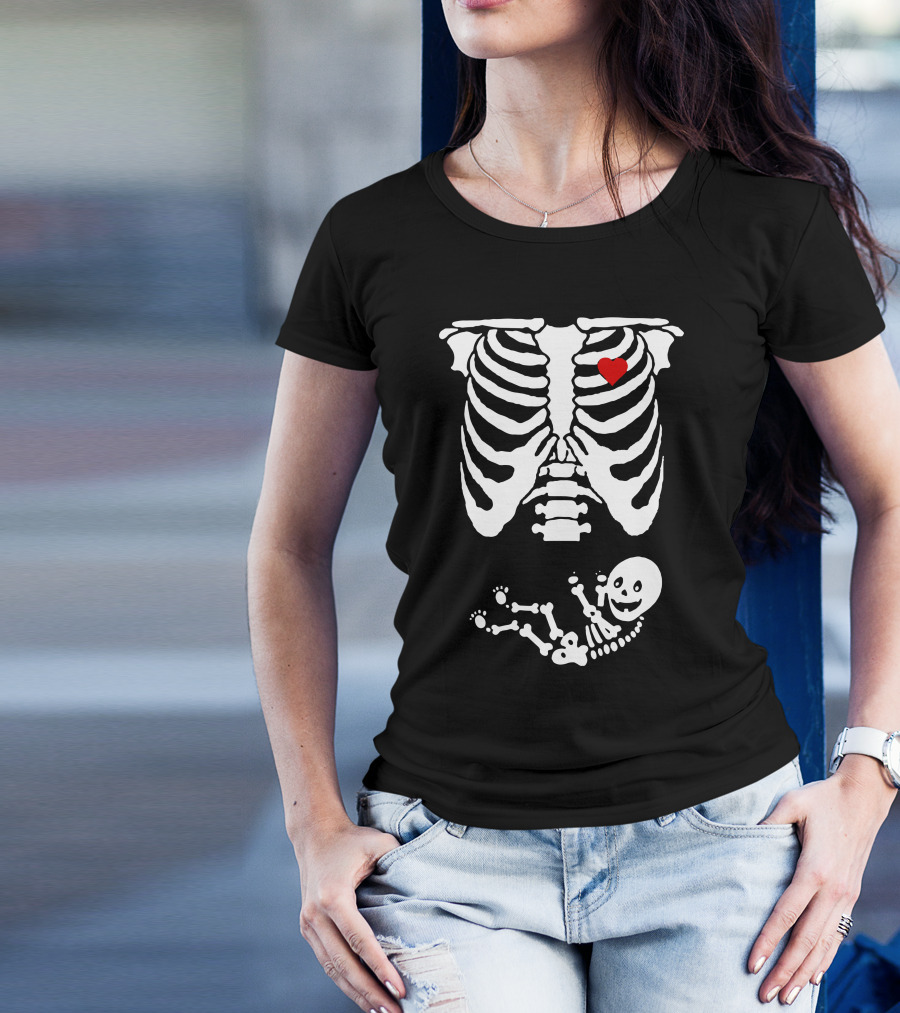 Skeleton Baby Pregnancy Skeletons Heart T-Shirt