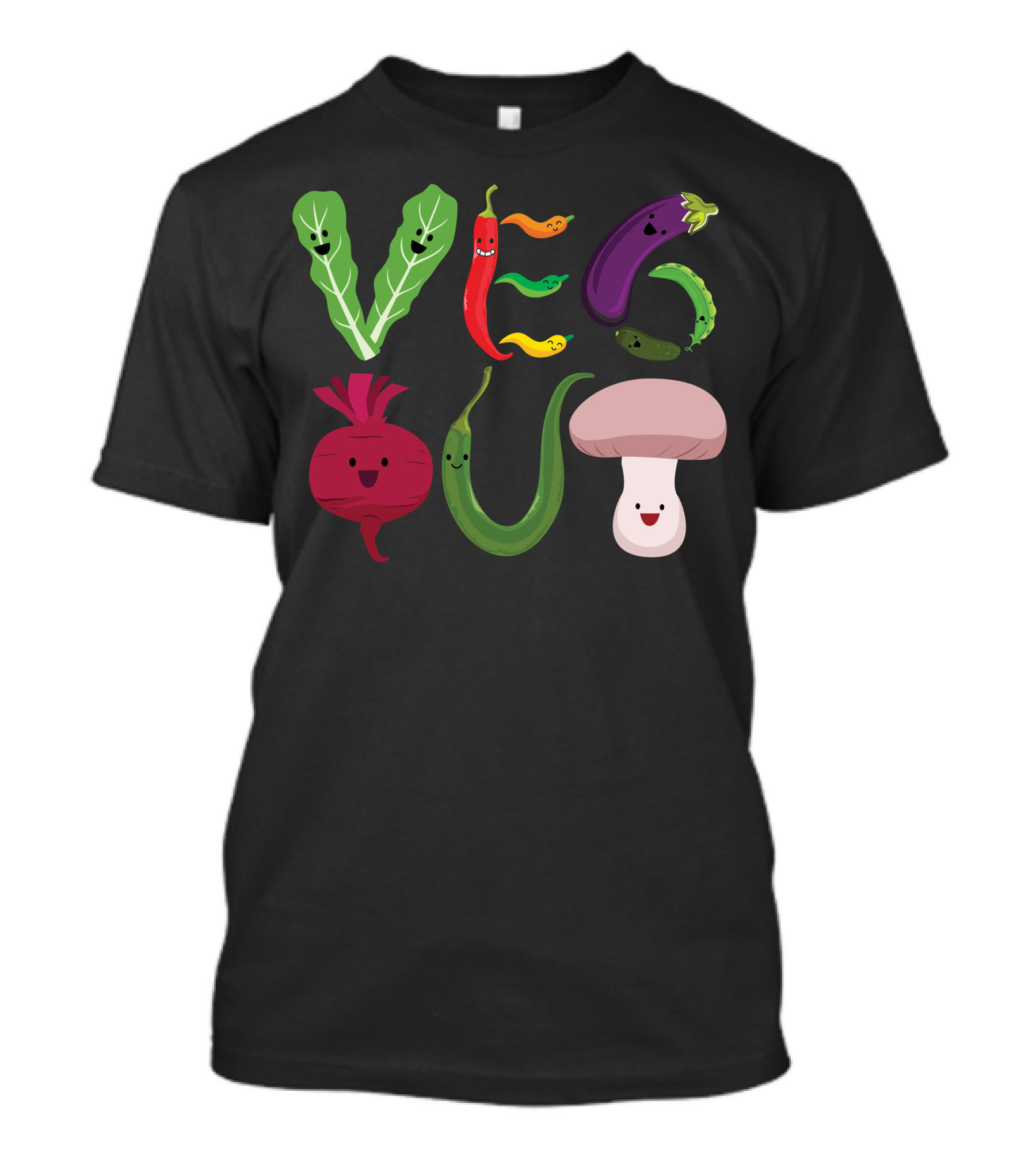 Veg Out Lettuce Chili Carrot Eggplant Radish Pepper Cucumber Mushroom T-Shirt