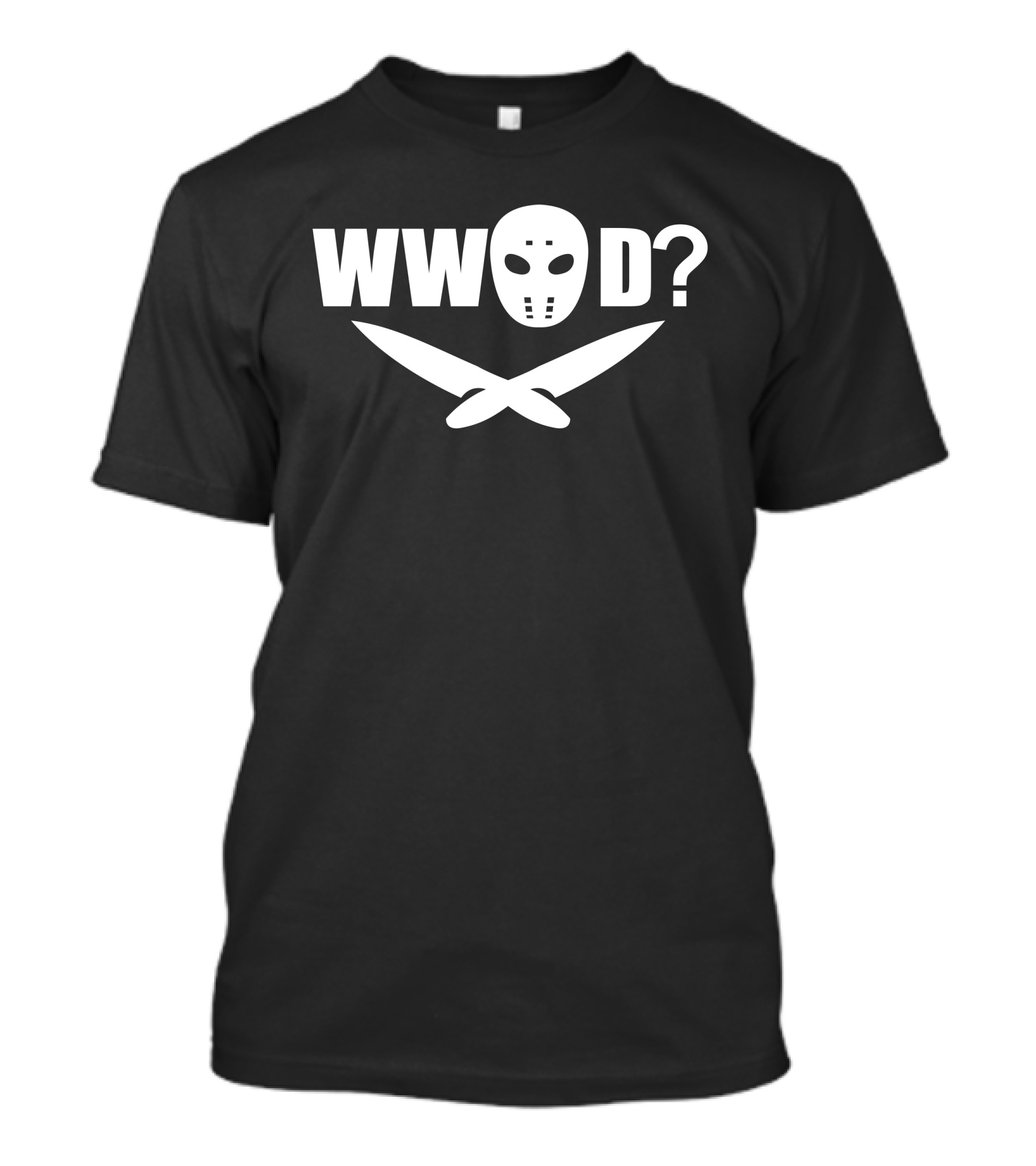 WWJD Hockey Mask Knives Iconic Question T-Shirt