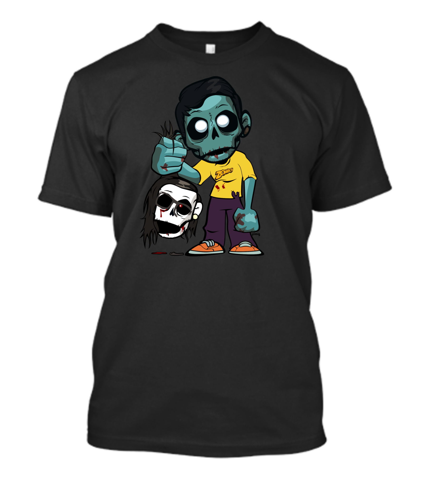 Zomboy Zombie Holding Skrillex Head In Cartoon Battle Scene T-Shirt