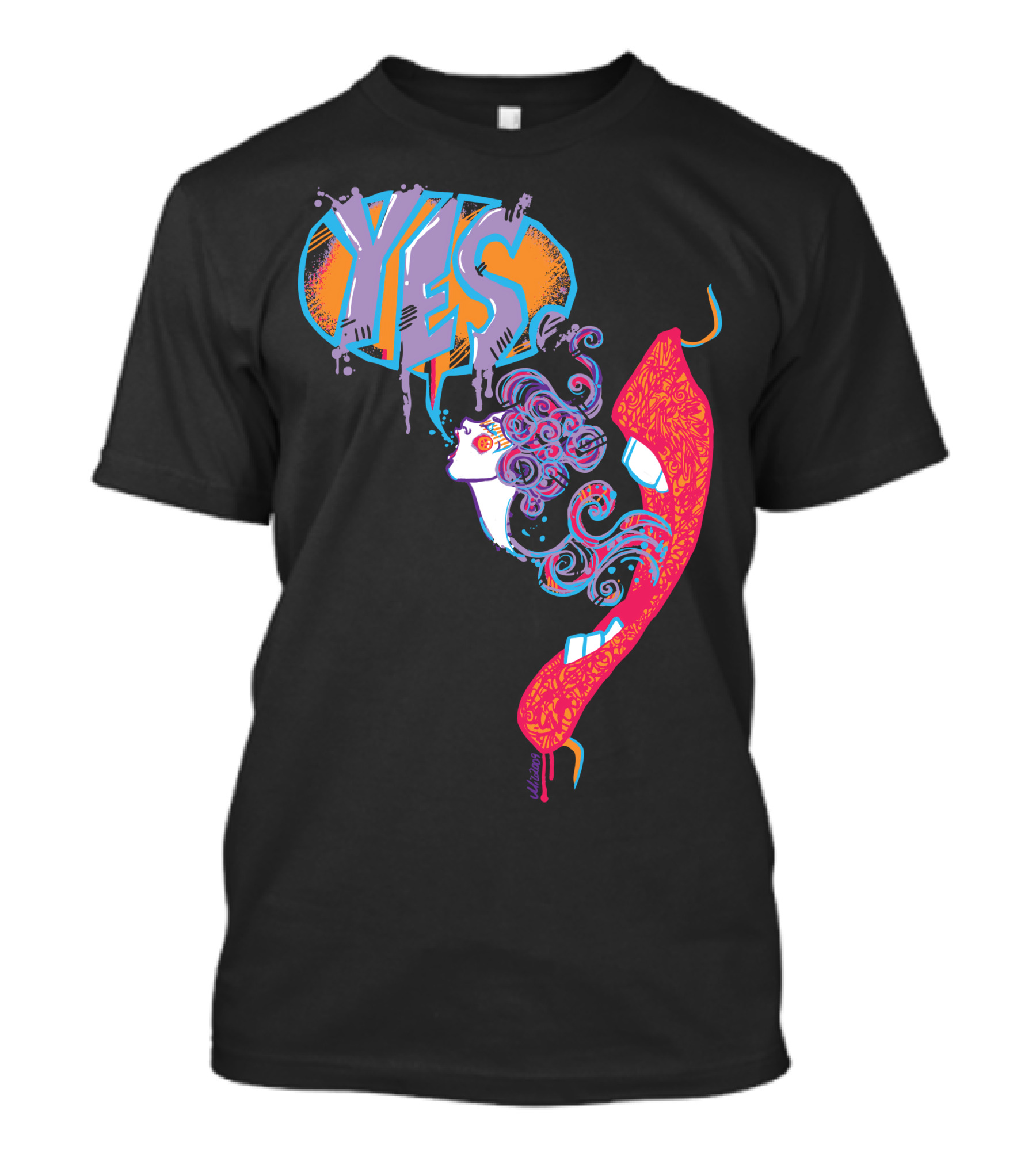 YES 60s Psychedelic Style With Retro Red Telephone And Groovy Hair Swirls T-Shirt