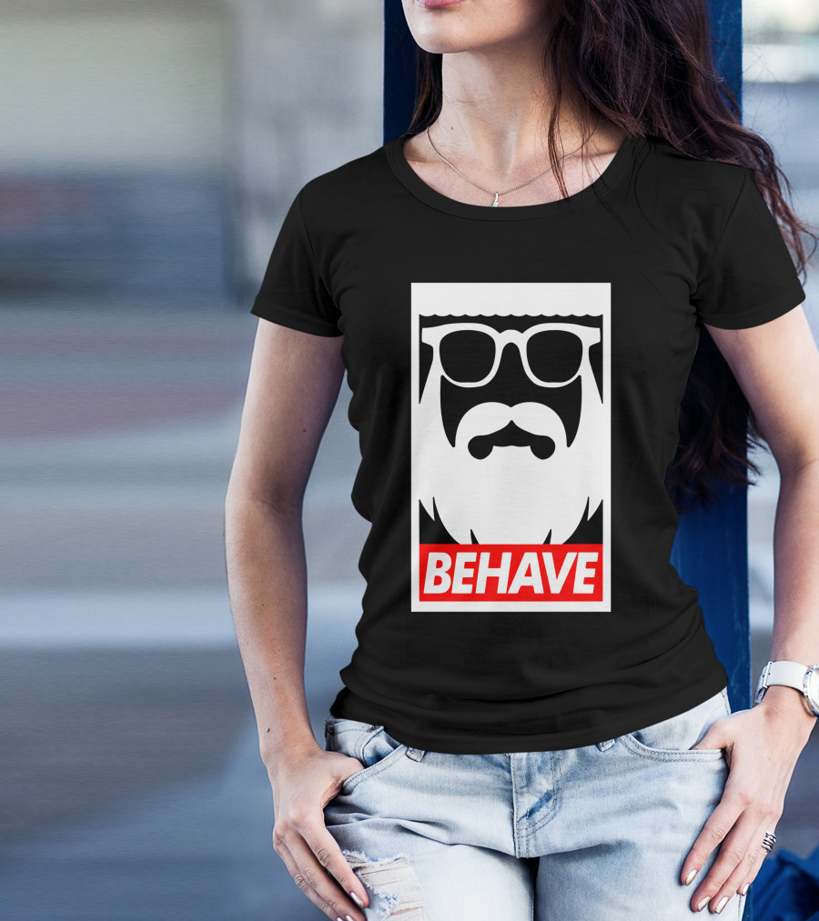 Behave Iconic Beard With Sunglasses T-Shirt