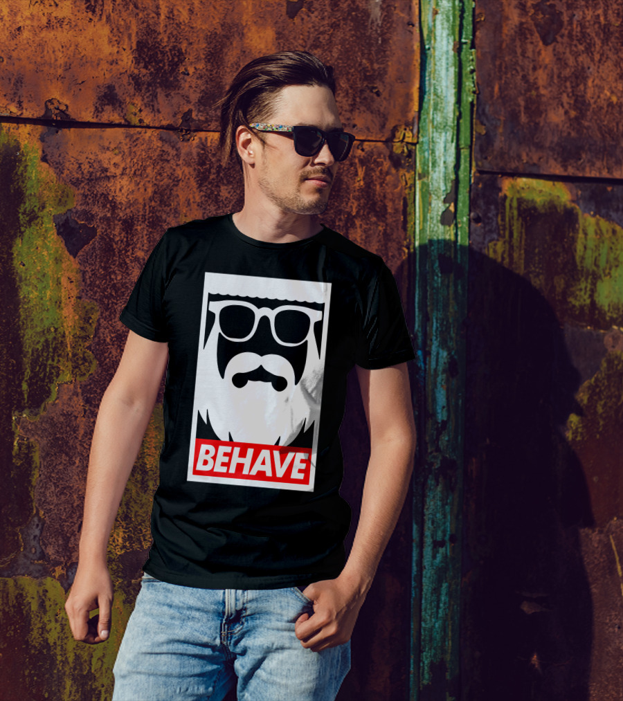 Behave Iconic Beard With Sunglasses T-Shirt