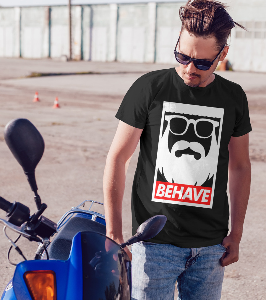 Behave Iconic Beard With Sunglasses T-Shirt
