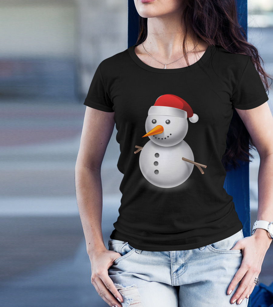 Snowman With Santa Hat T-Shirt