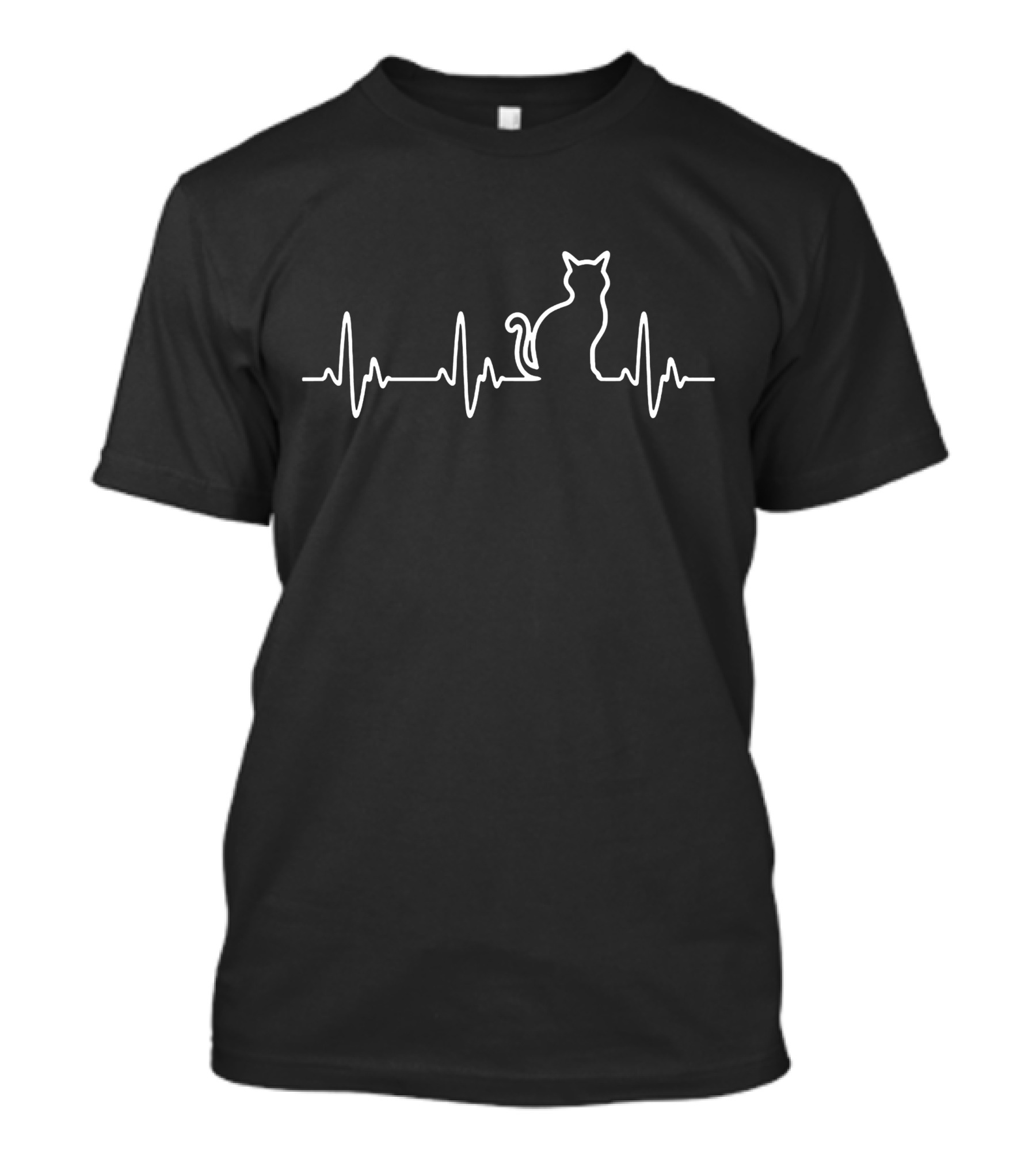 Heartbeat Cat Outline Minimalist T-Shirt