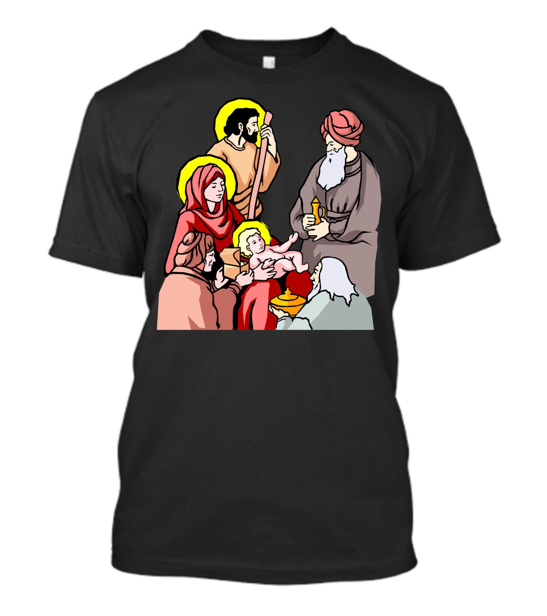Christmas Nativity Scene Baby Jesus And Wise Men T-Shirt