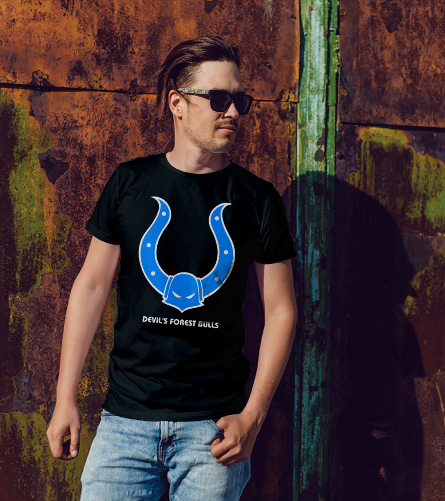 DEVIL'S FOREST BULLS BLUE HORNED T-Shirt