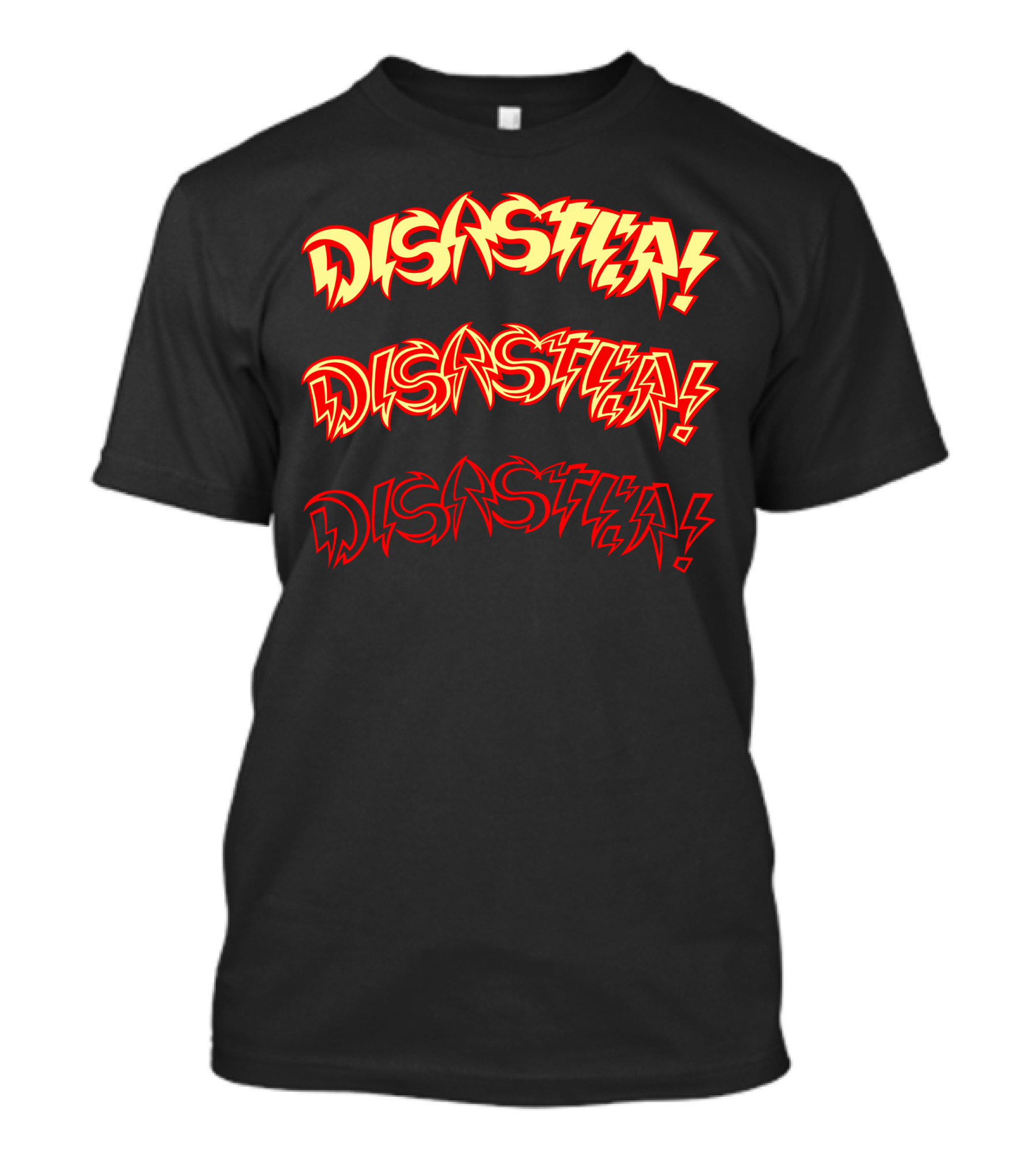 Disaster Logo Graphic Text Triple Layered Red And Black T-Shirt
