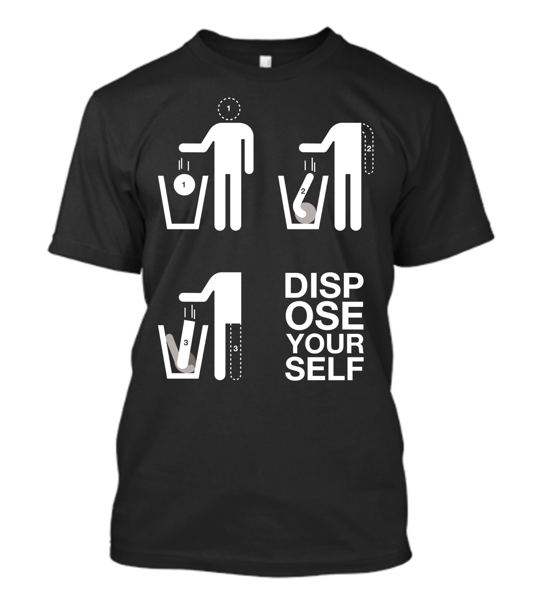 Dispose Yourself Minimalist Stick Figure Trash Sequence T-Shirt