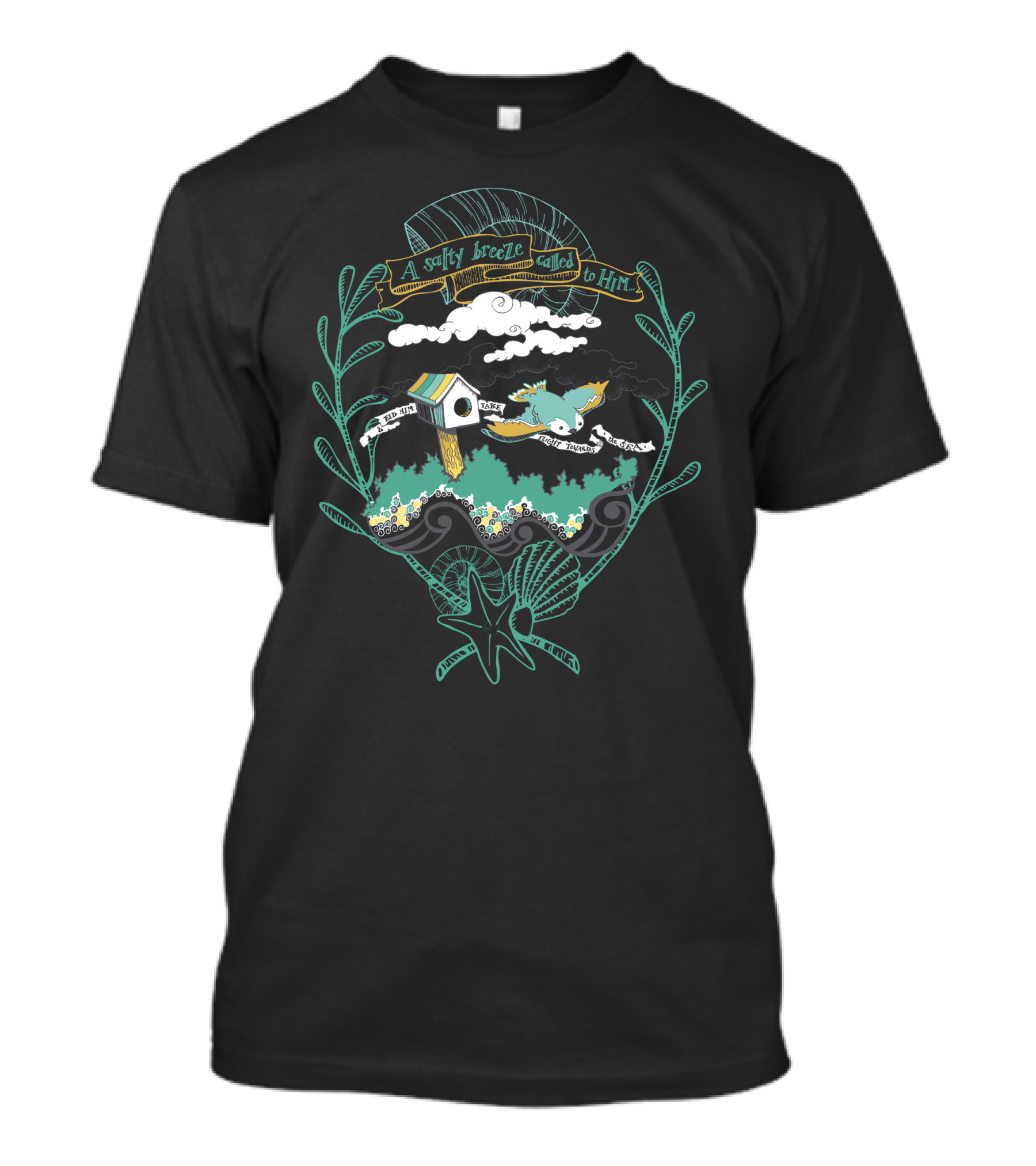 A Salty Breeze Calls To HNL Farewell Friend Birdhouse Starfish Shell Ocean T-Shirt