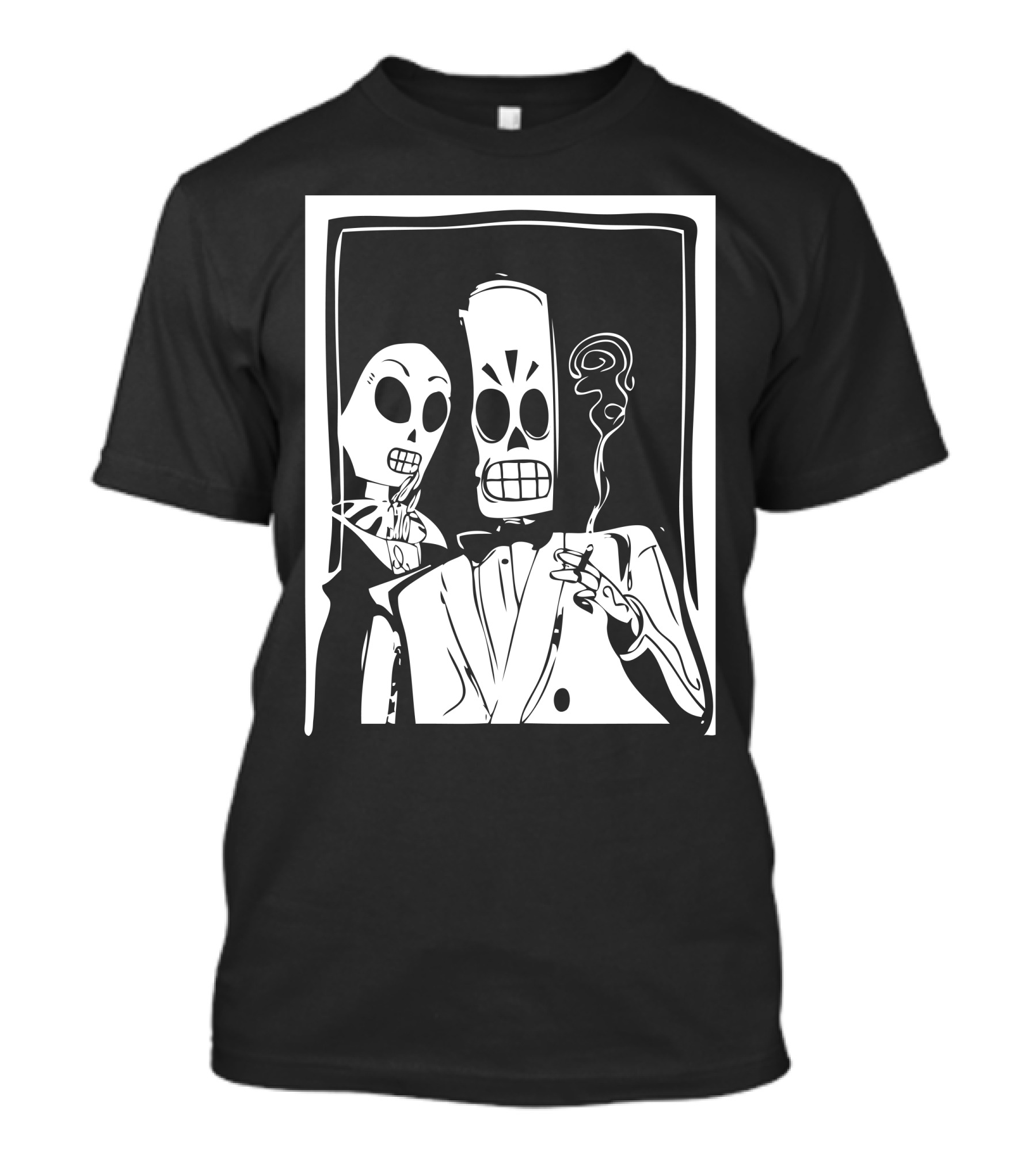 Grim Fandango Manny Calavera And Glottis Art Deco T-Shirt
