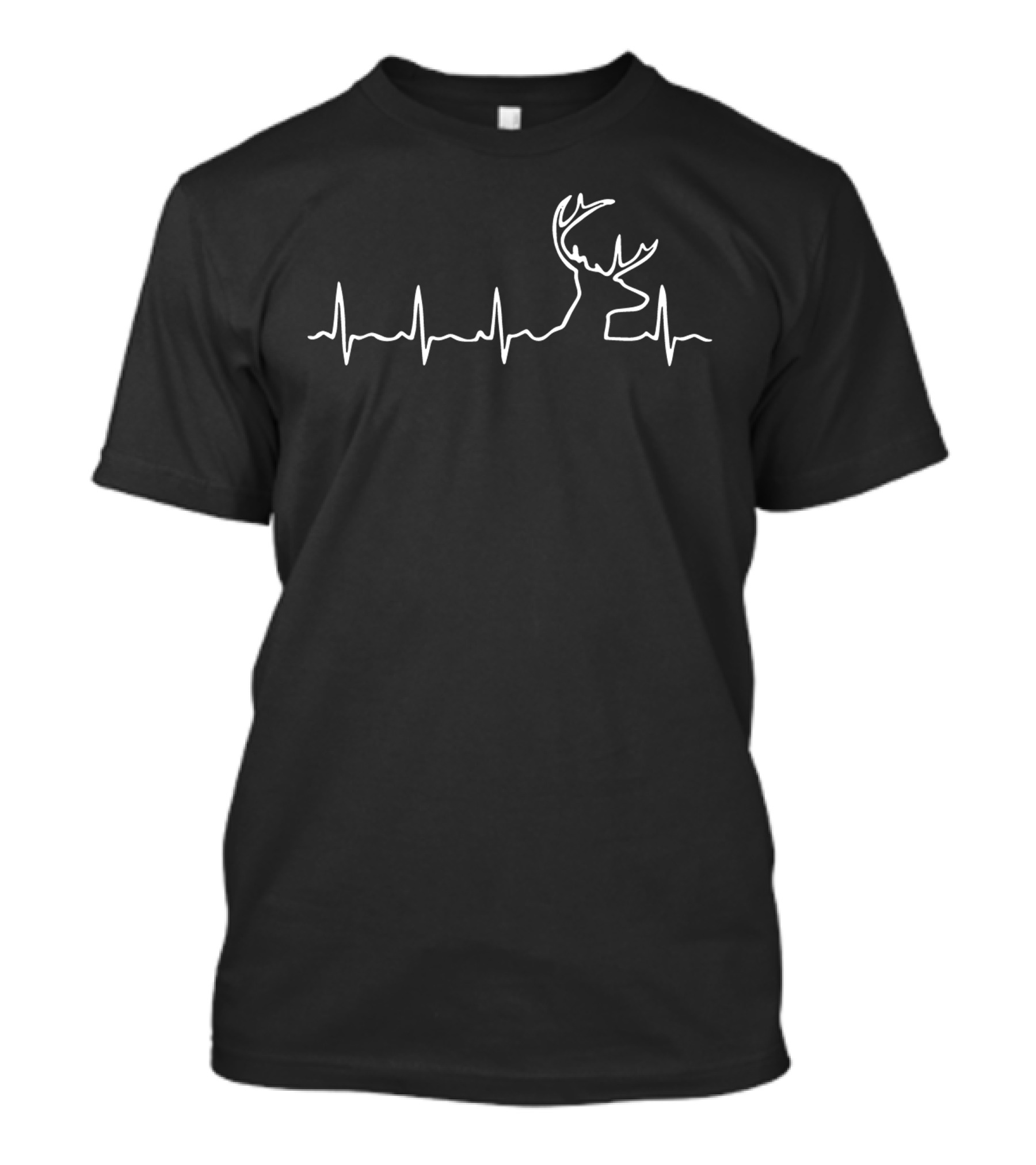 Heartbeat Stag Line Art Deer Antlers Heartbeat T-Shirt