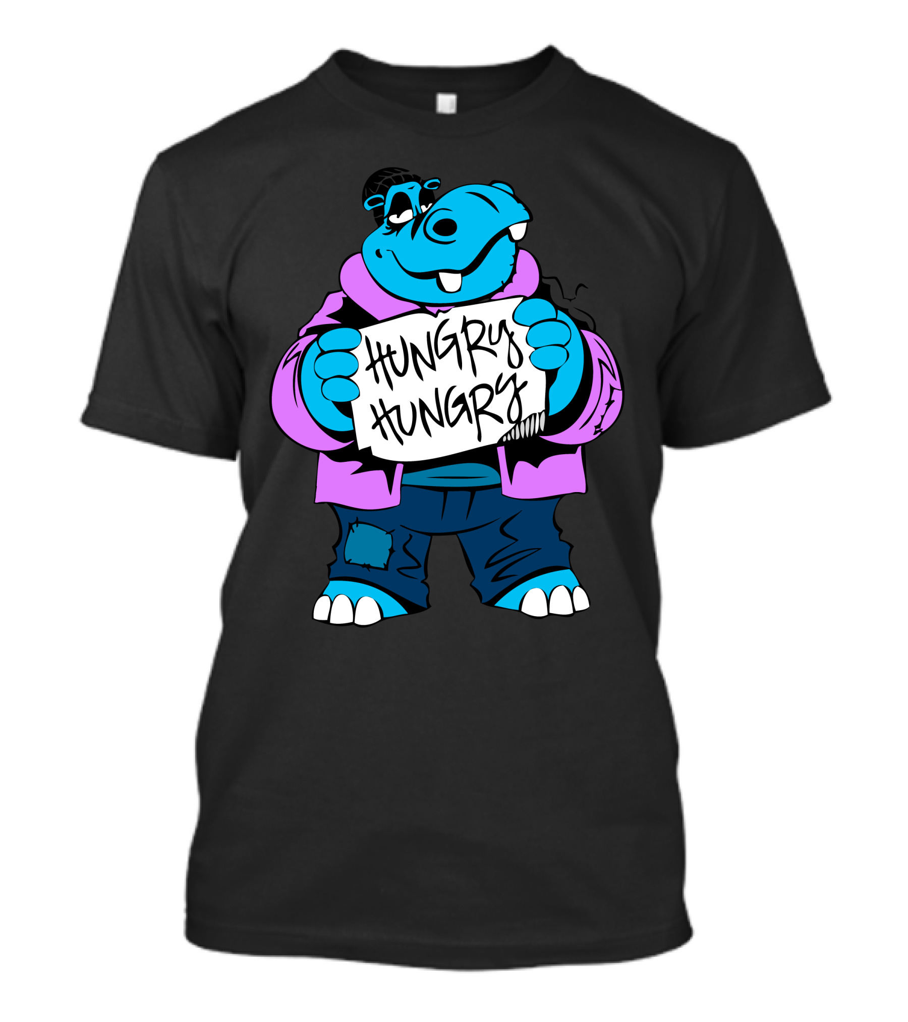 Hungry Hungry Hippo Purple Jacket Eyepatch Sign T-Shirt