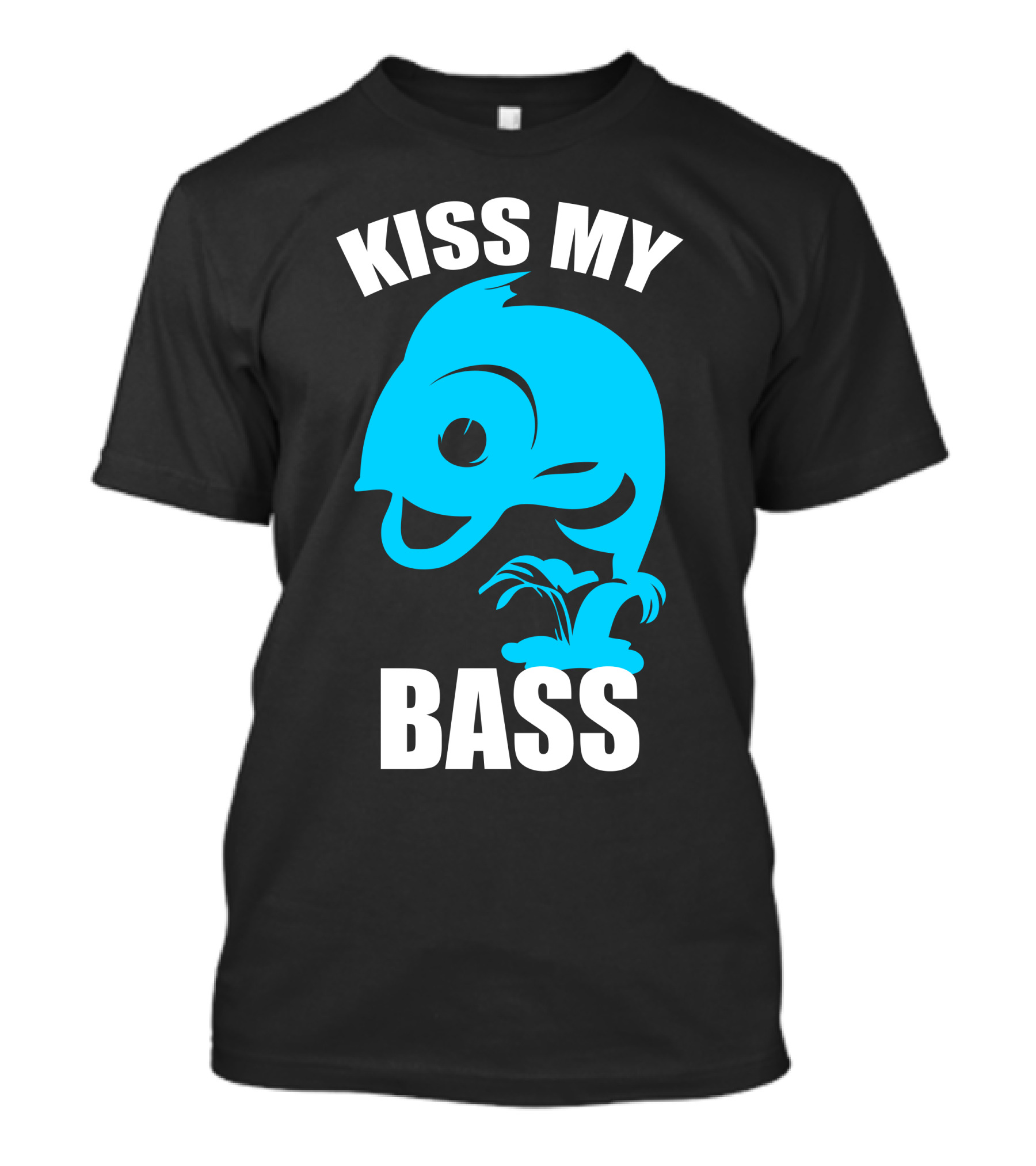 Kiss My Bass Jumping Cartoon Fish T-Shirt