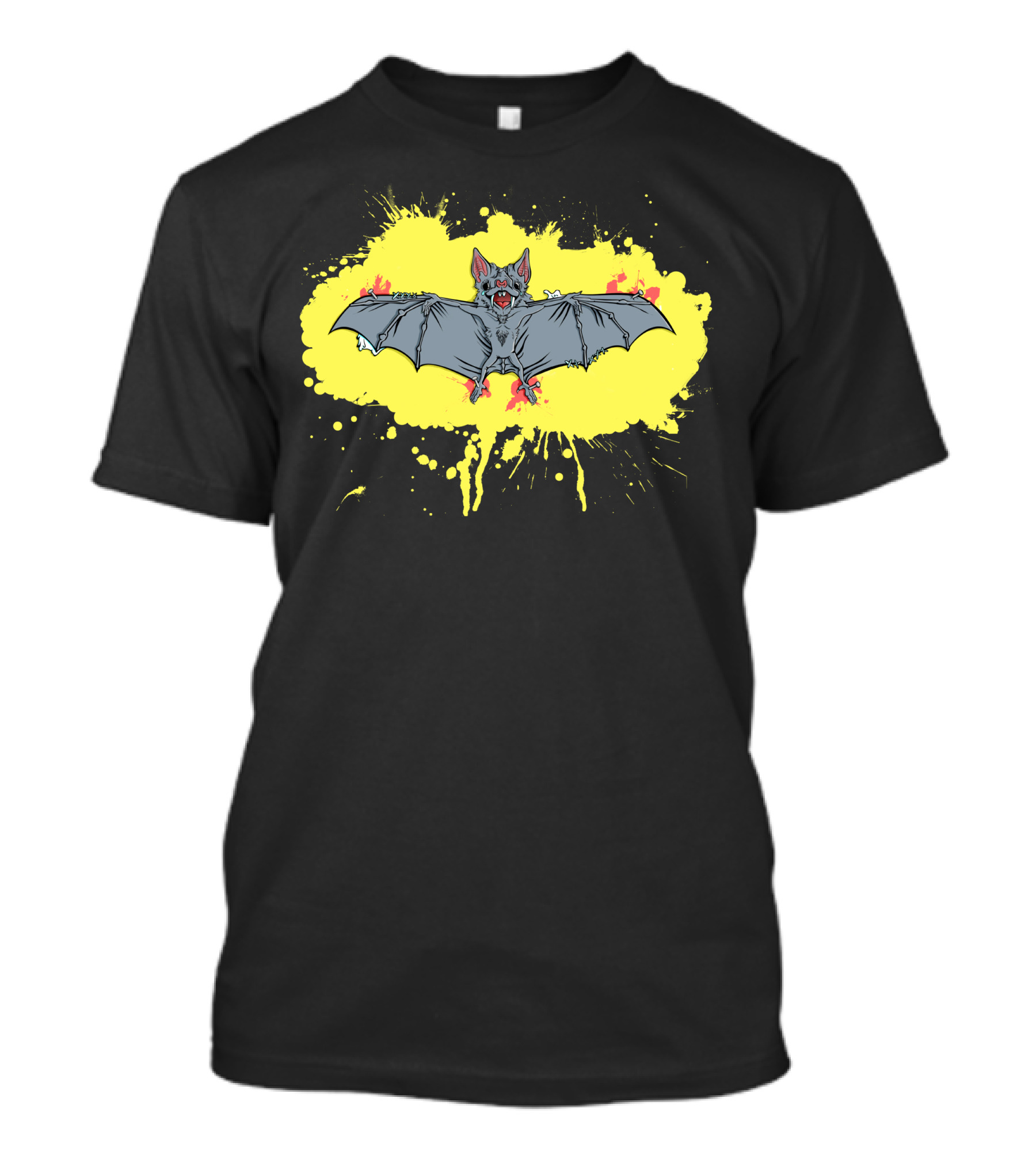 Bat In Front Of Yellow Paint Splash T-Shirt