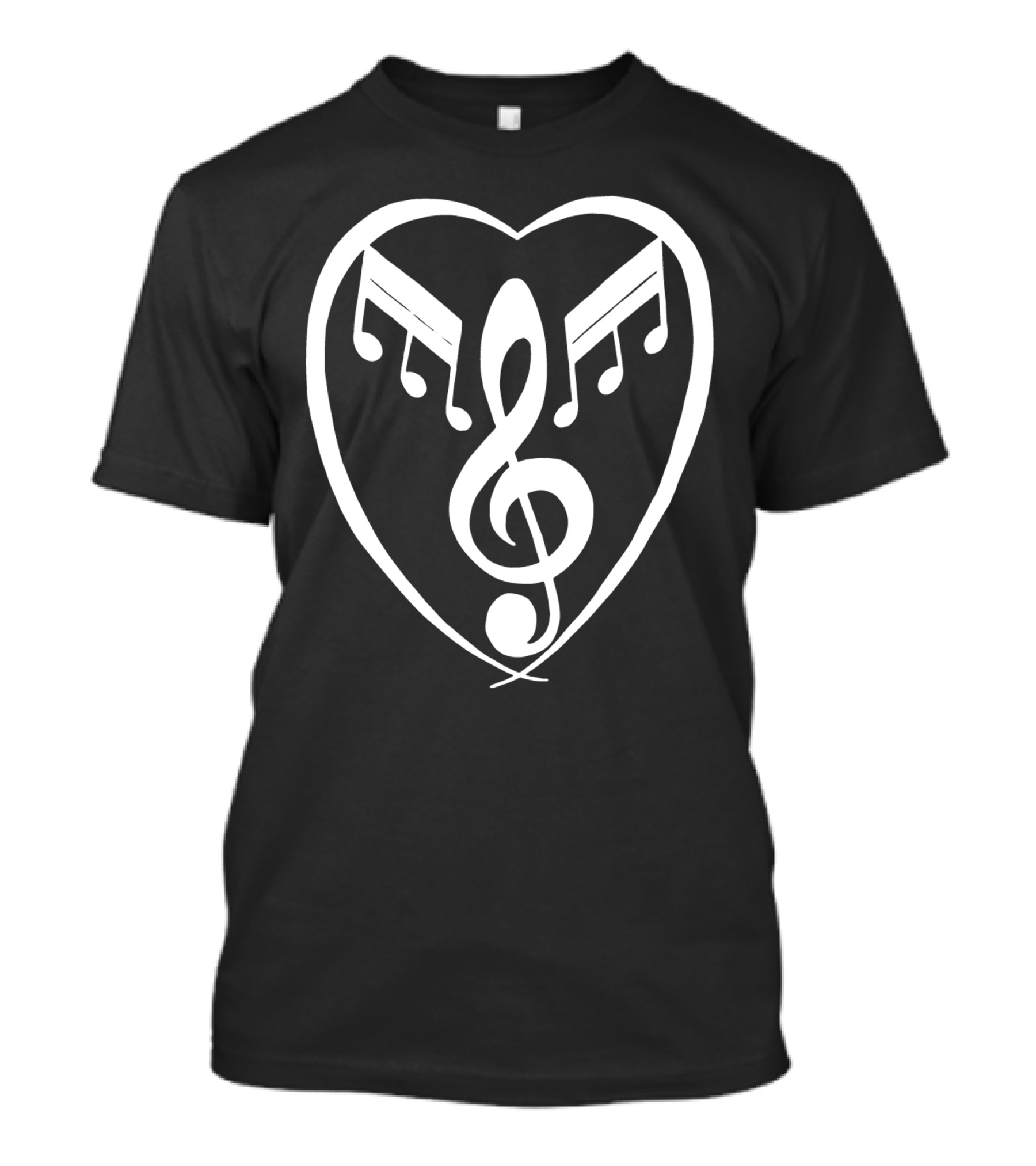 Music Heart Treble Clef And Notes In Heart Outline T-Shirt