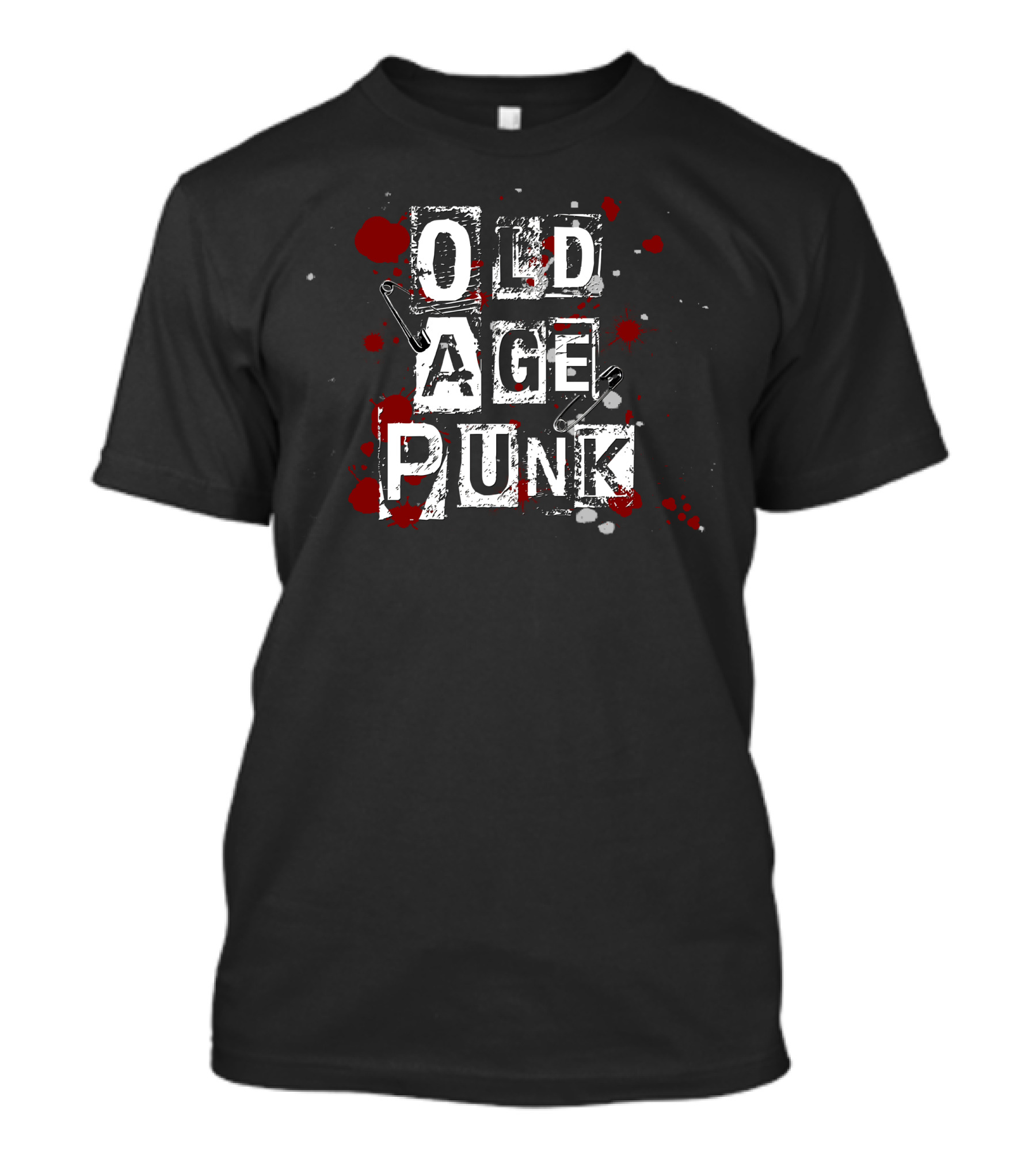 Old Age Punk Grunge Safety Pin Splatter T-Shirt
