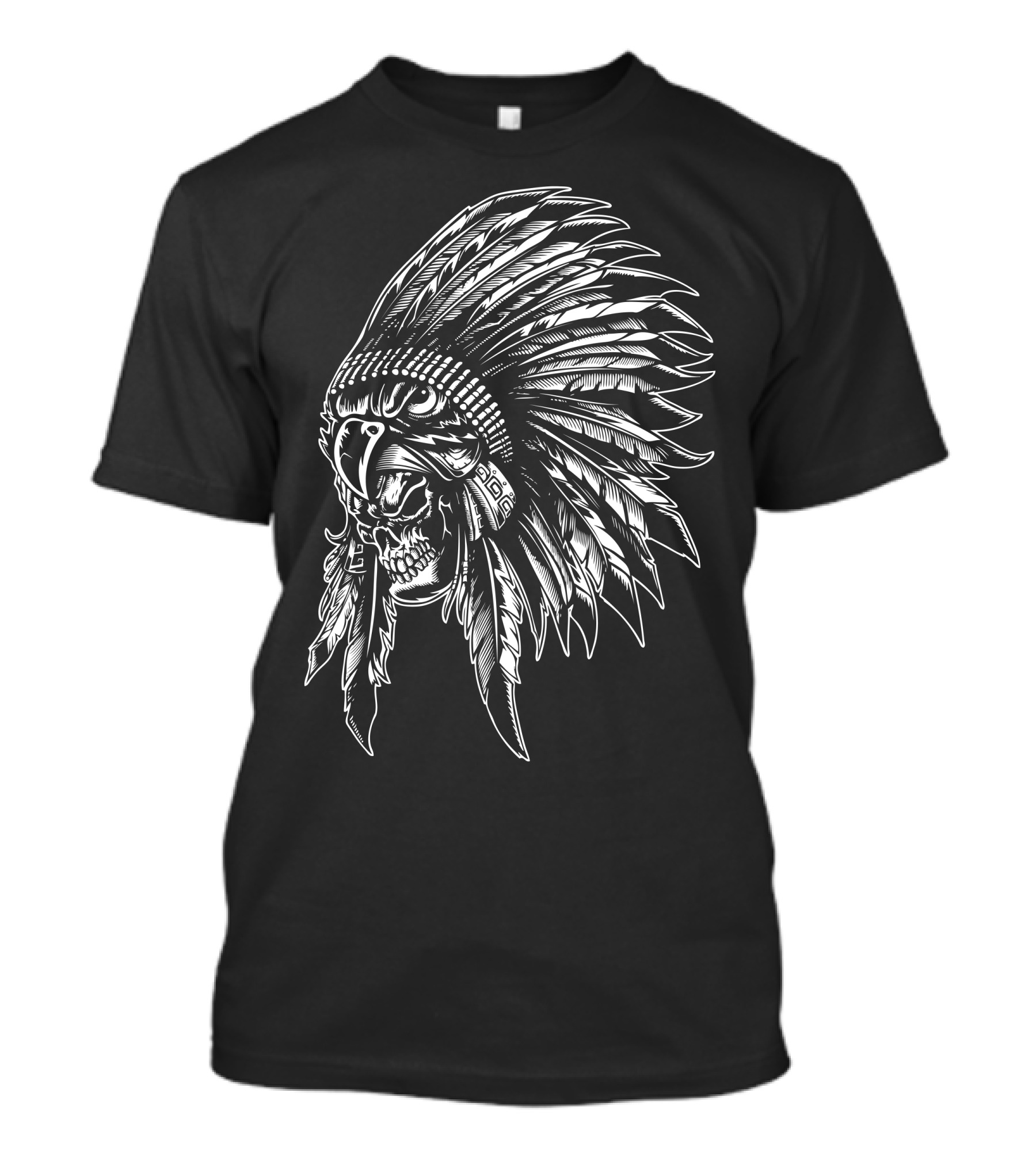 Owl Skull With Native American Headdress T-Shirt