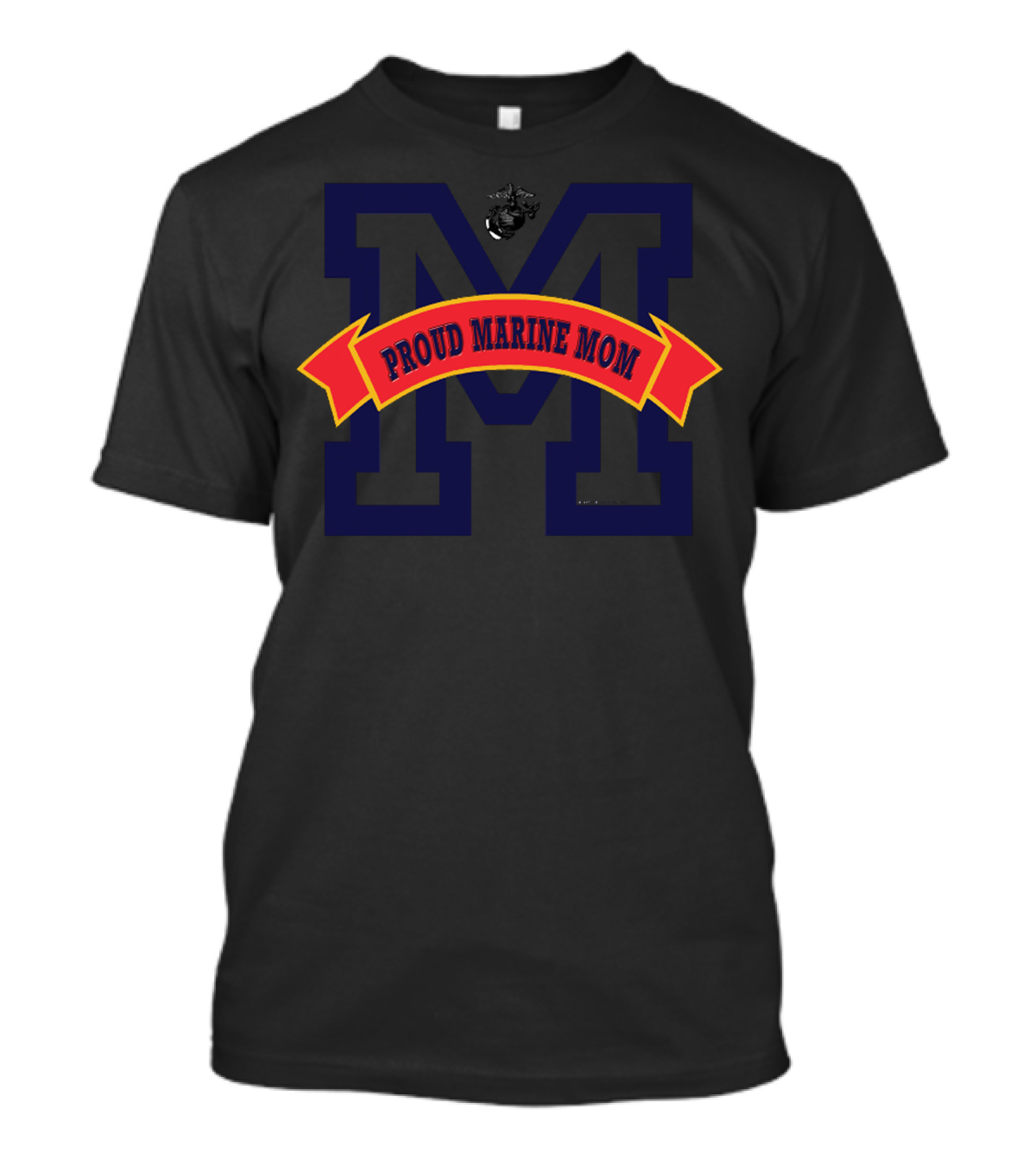 Proud Marine Mom USMC Insignia Charm Logo And Large Block M T-Shirt