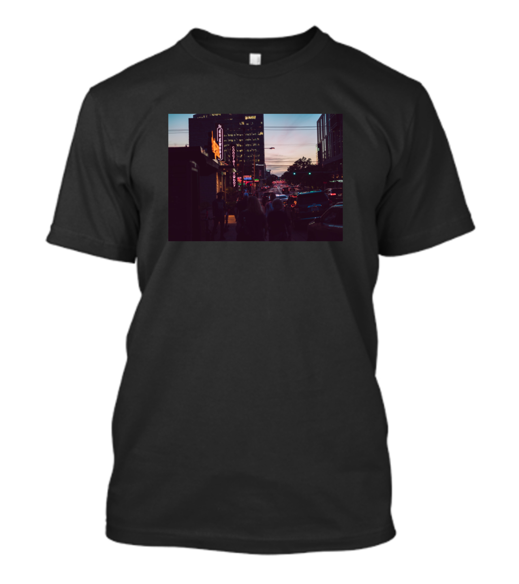 Nightlife In Vibrant City Streets At Dusk T-Shirt
