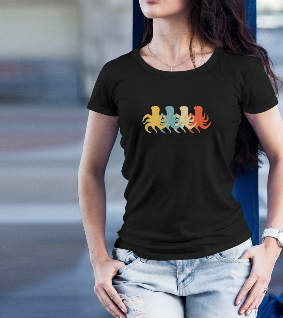 60s 70s Vintage Octopus Mollusc Animal Lover T-Shirt