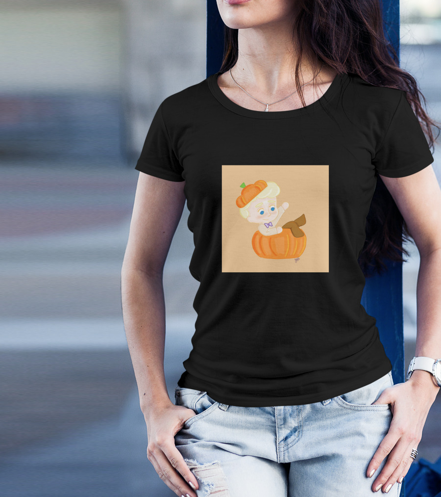 Pumpkin Angel Kid In Pumpkin Hat And Bow Tie T-Shirt