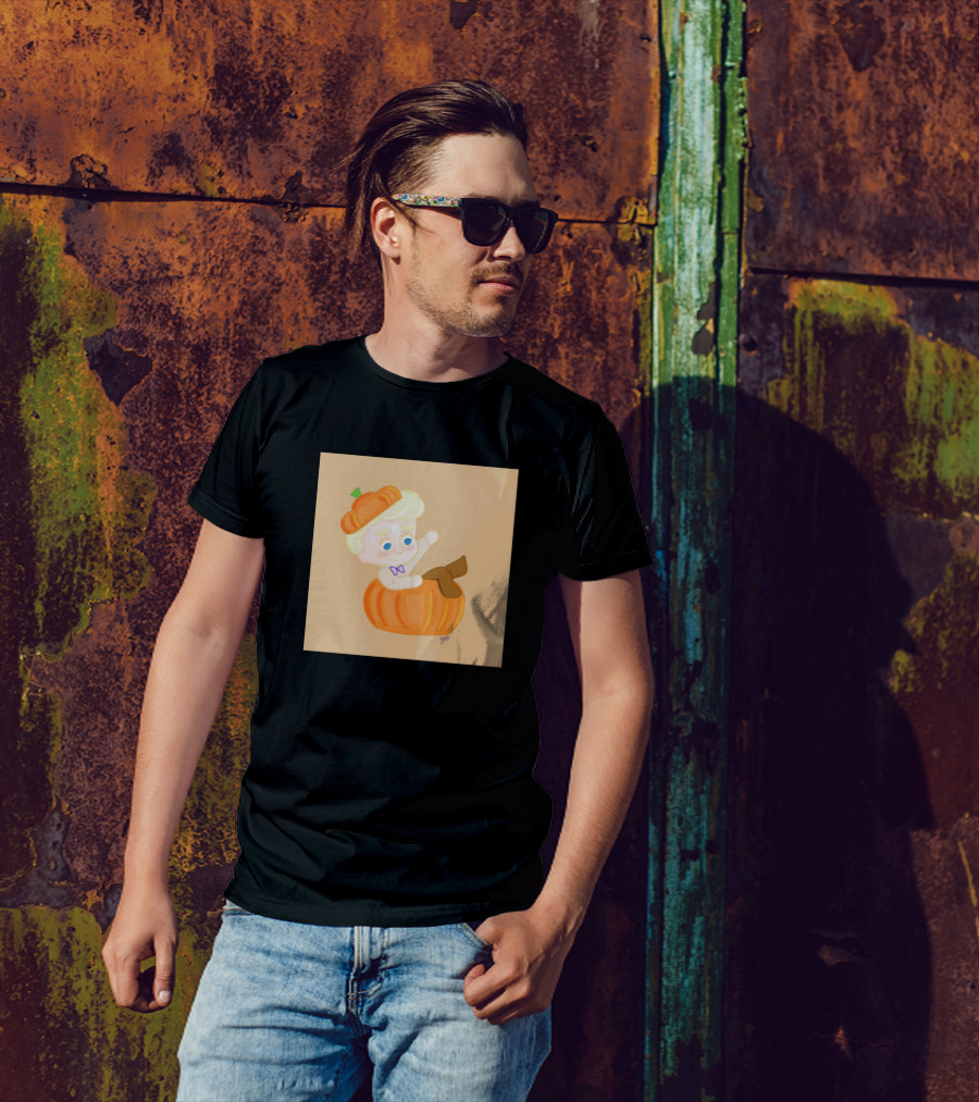 Pumpkin Angel Kid In Pumpkin Hat And Bow Tie T-Shirt