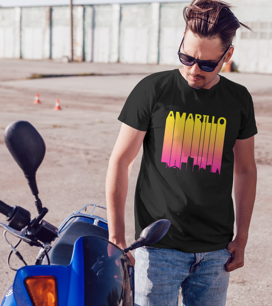 Amarillo Skyline Retro 1980s Sunset-Inspired T-Shirt