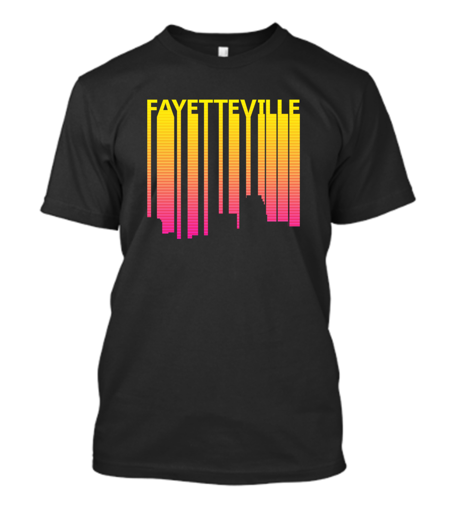Fayetteville Retro 1980s Skyline Vibrant Gradient T-Shirt