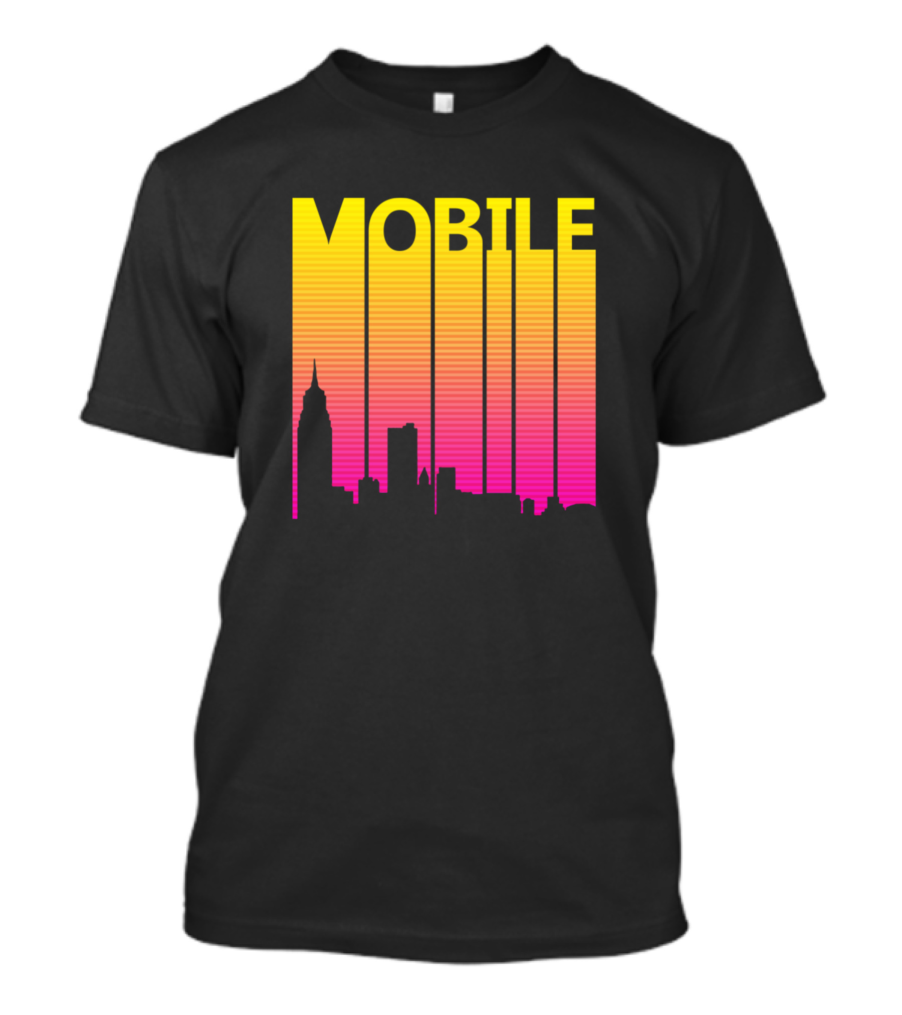 Mobile Skyline Retro 1980S Cityscape Ombre T-Shirt