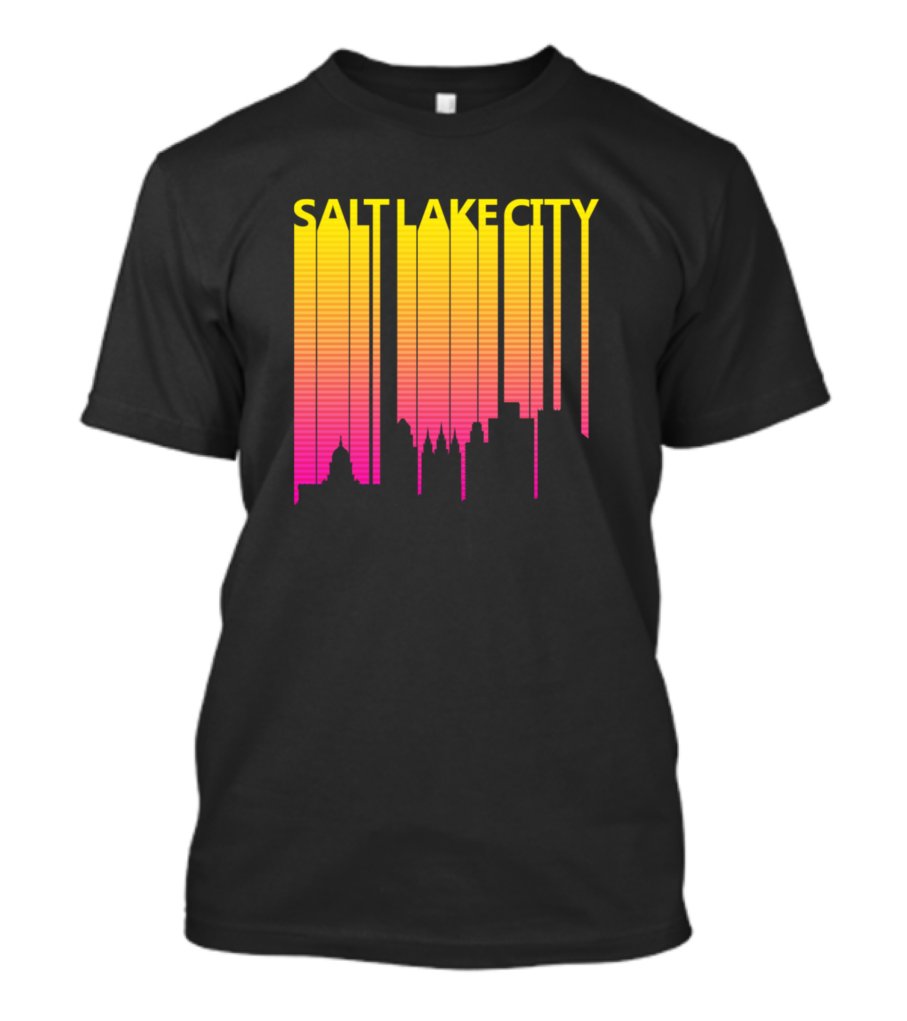 Salt Lake City Skyline Retro 1980S Gradient T-Shirt