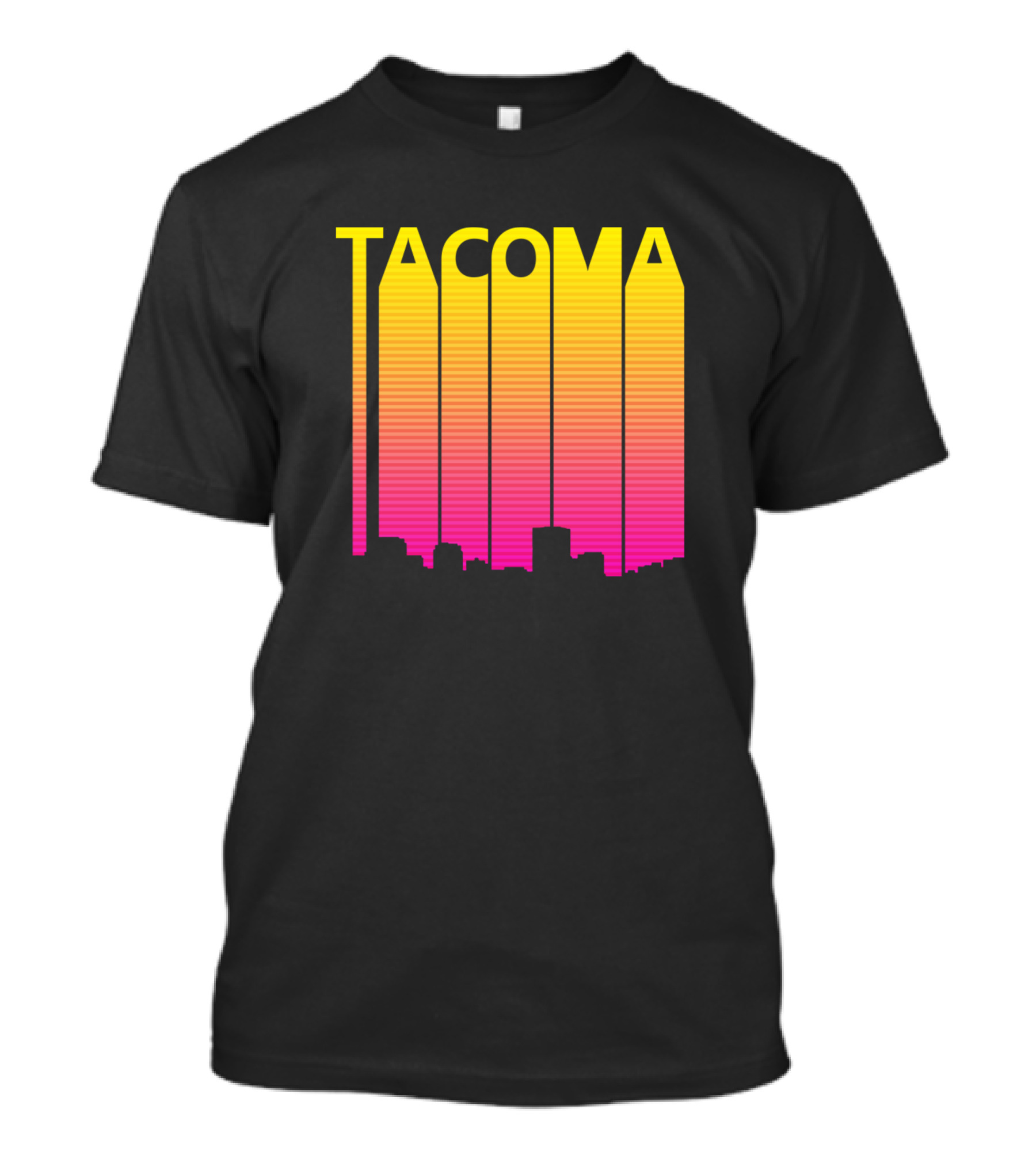 Tacoma Retro 1980S Skyline Vertical Gradient T-Shirt