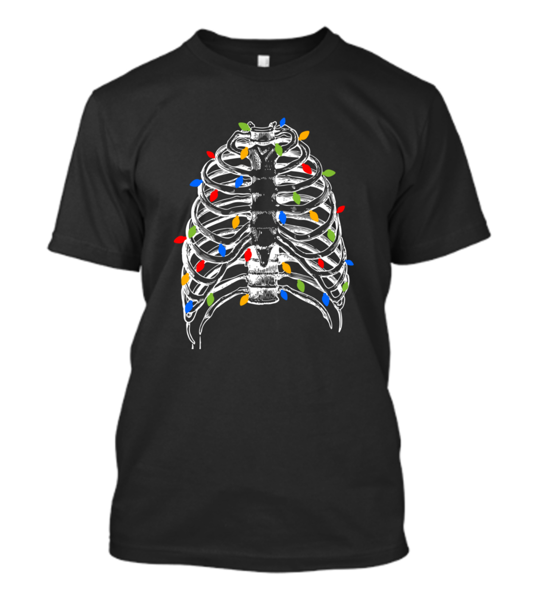Skeleton Ribcage With Christmas Lights T-Shirt