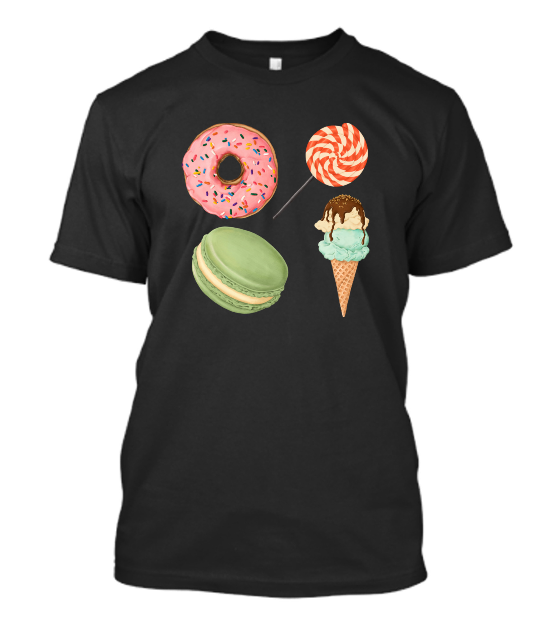 Sweet Dessert Donut Macaron Ice Cream Lollipop T-Shirt