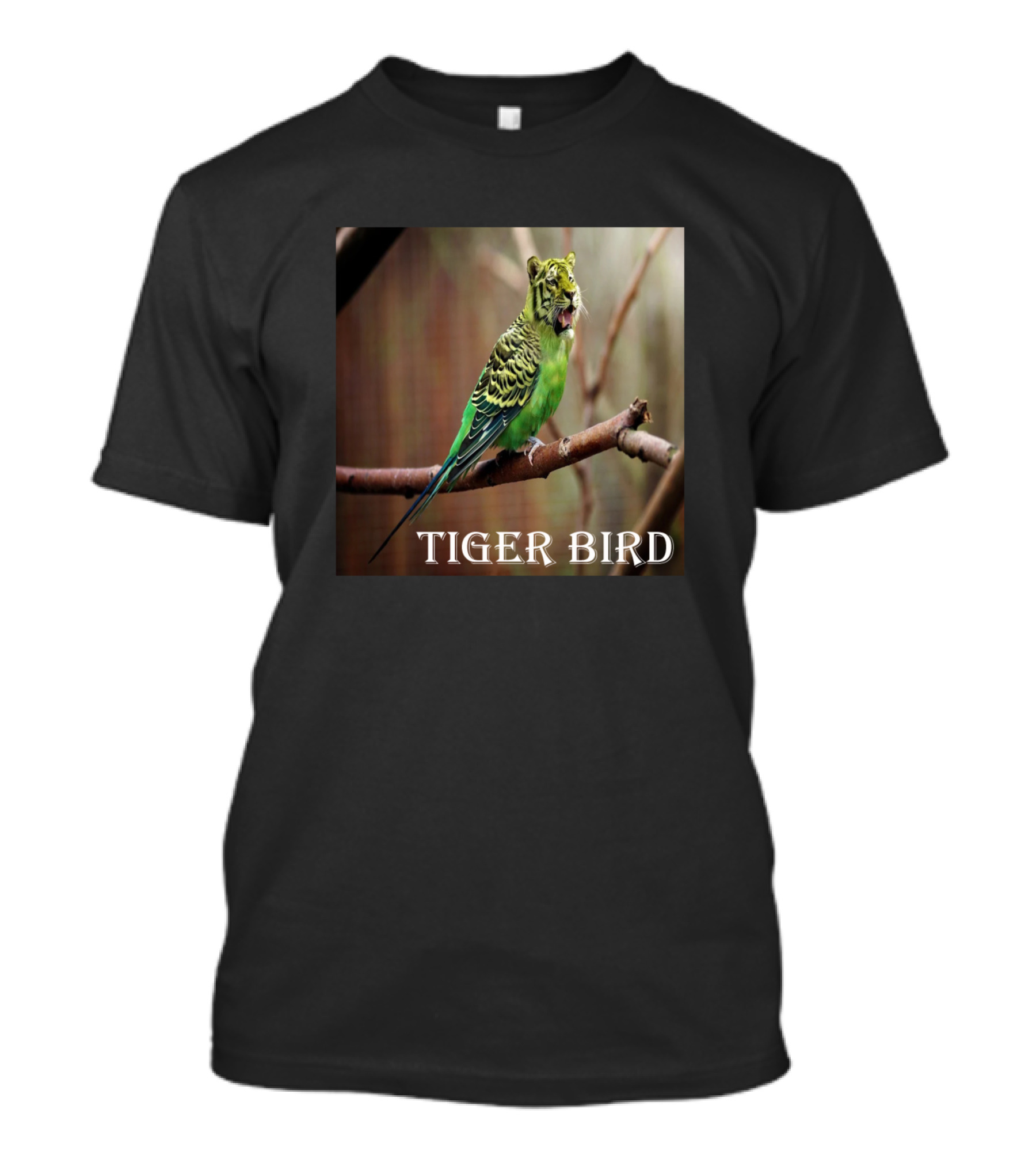 TIGER BIRD Tiger Face Parrot Body T-Shirt