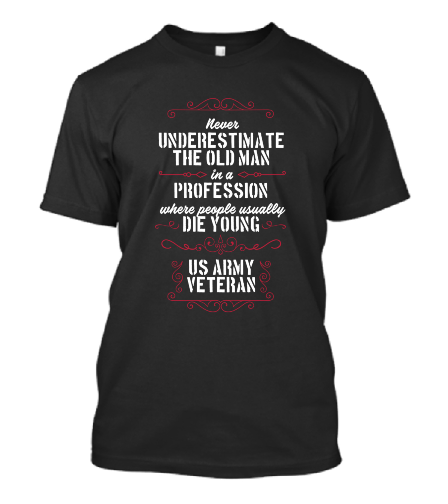 Never Underestimate The Old Man In A Profession Where People Usually Die Young US Army Veteran T-Shirt
